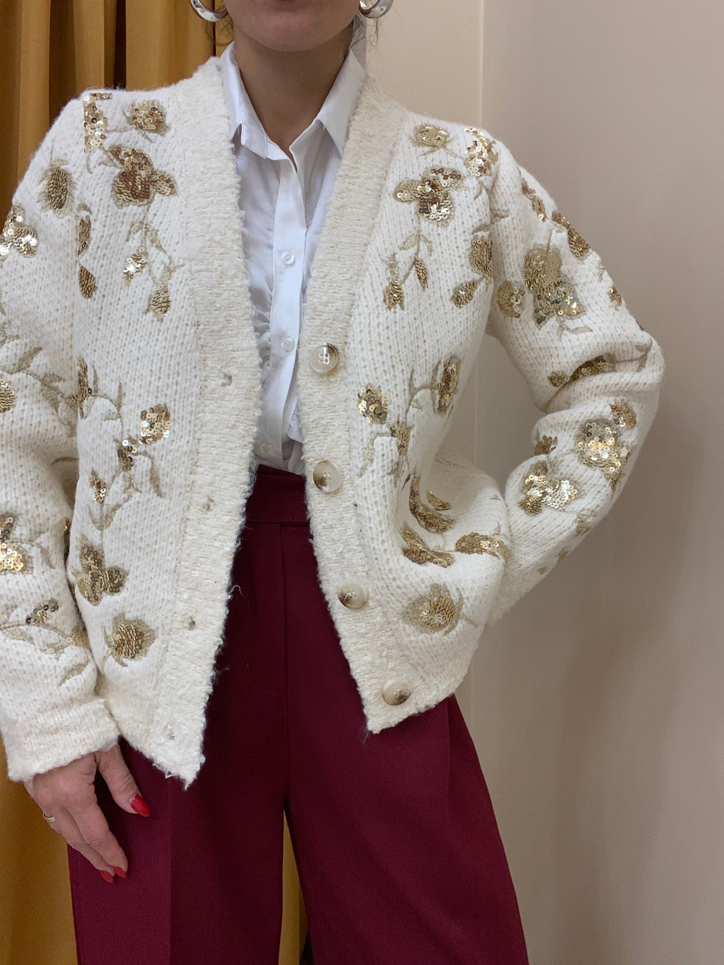 Maxi cardigan con paillettes