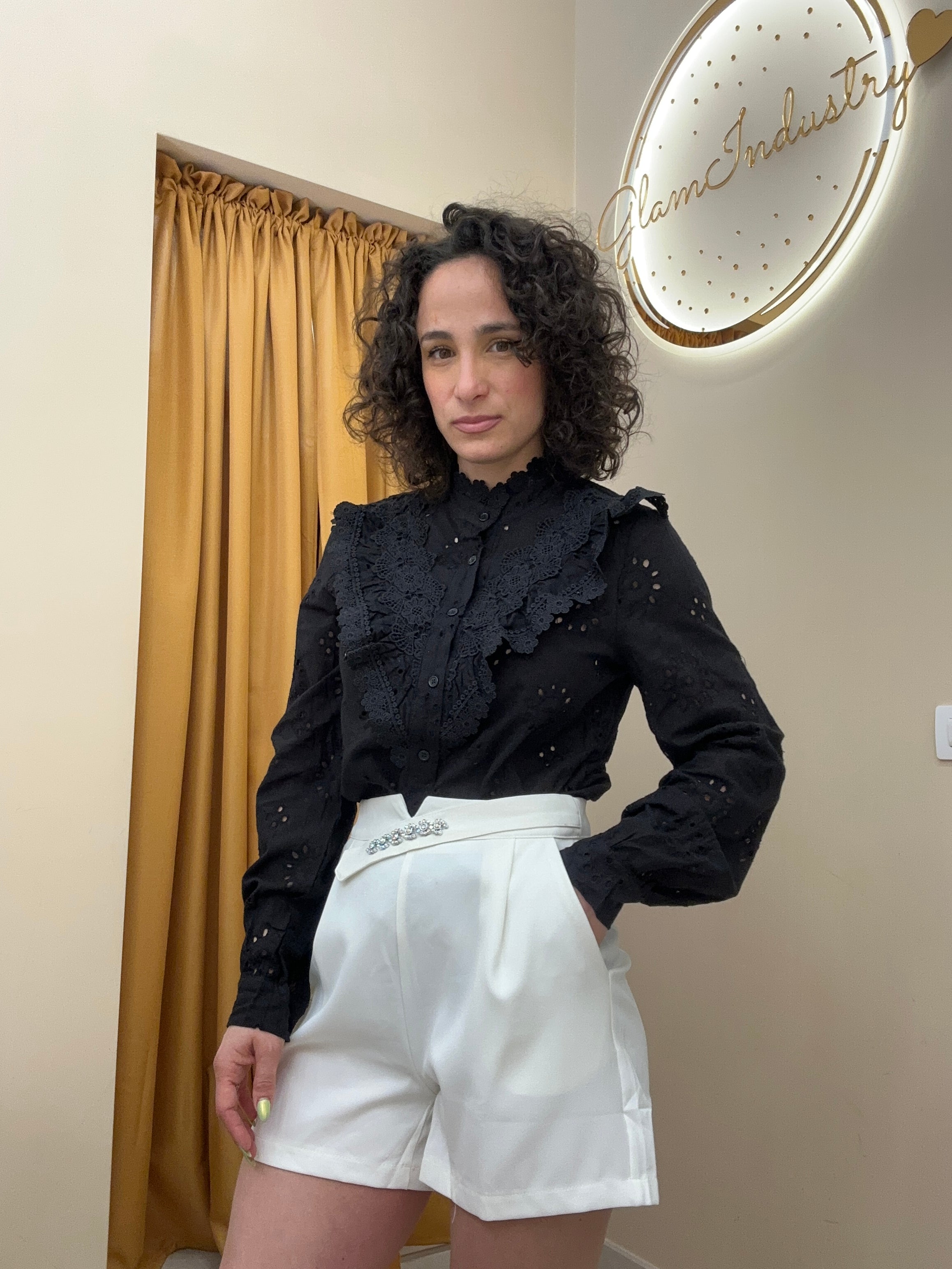 Camicia lavorata NERO