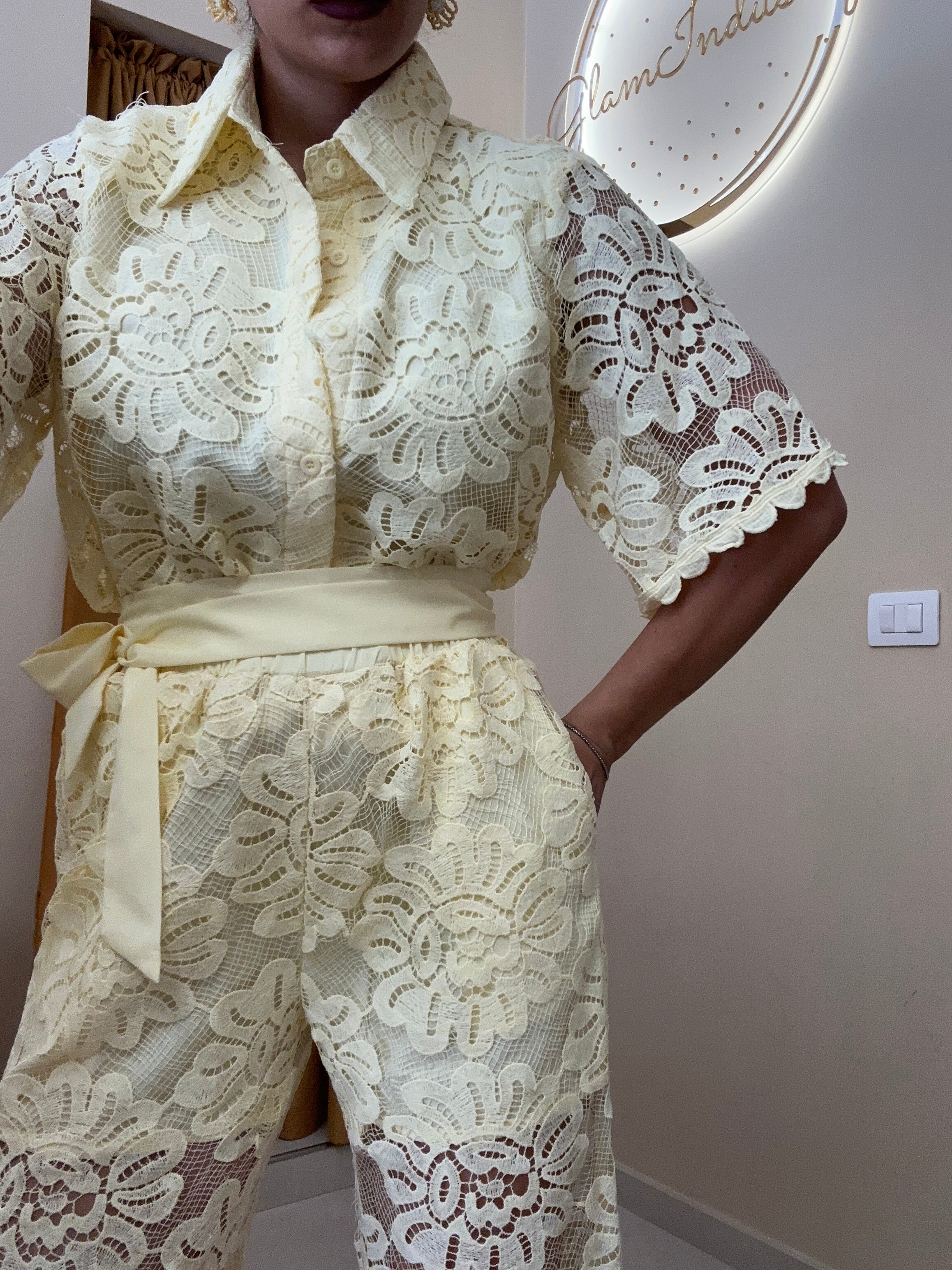 Coordinato merletto GIALLO