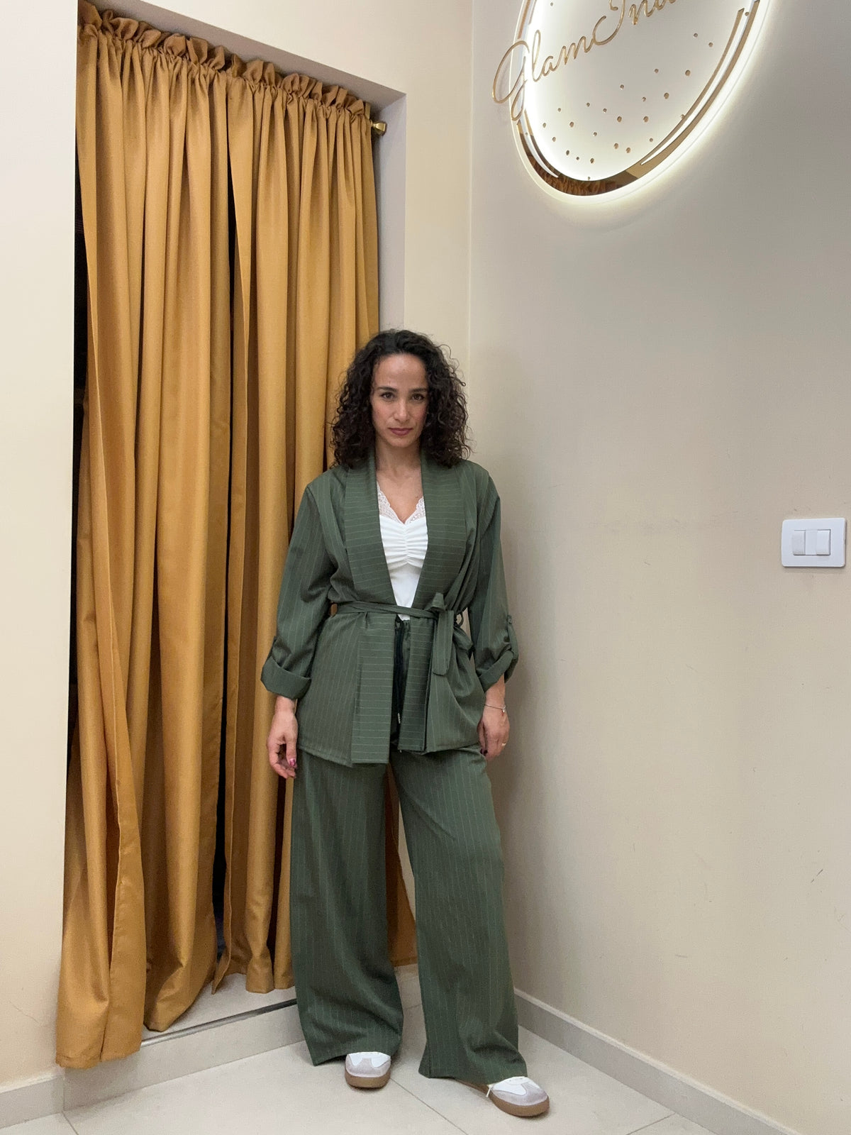 Tailleur accappatoio gessato