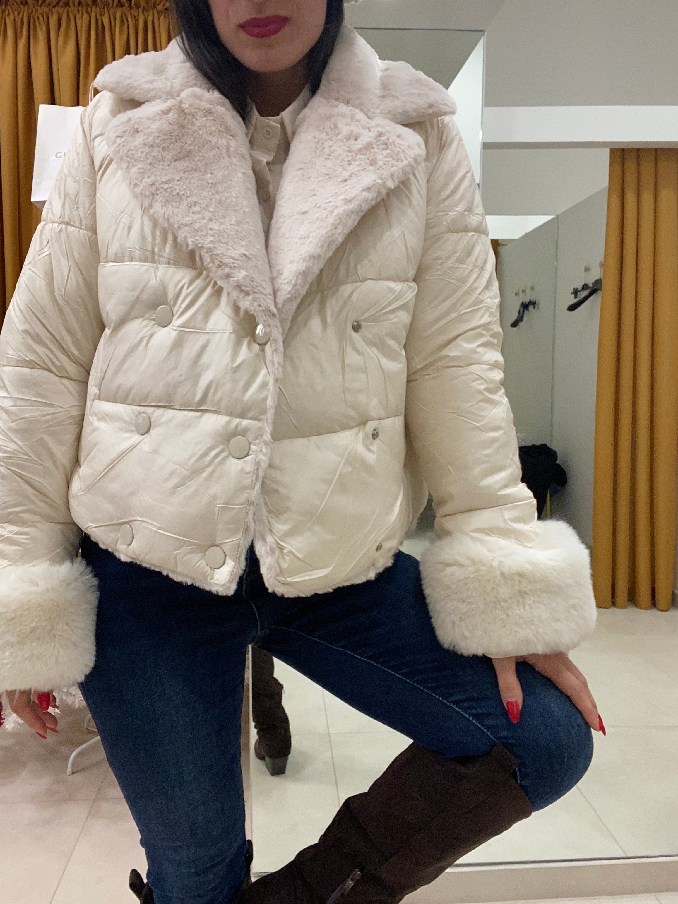 Piumino BIANCO con interno in eco pelliccia