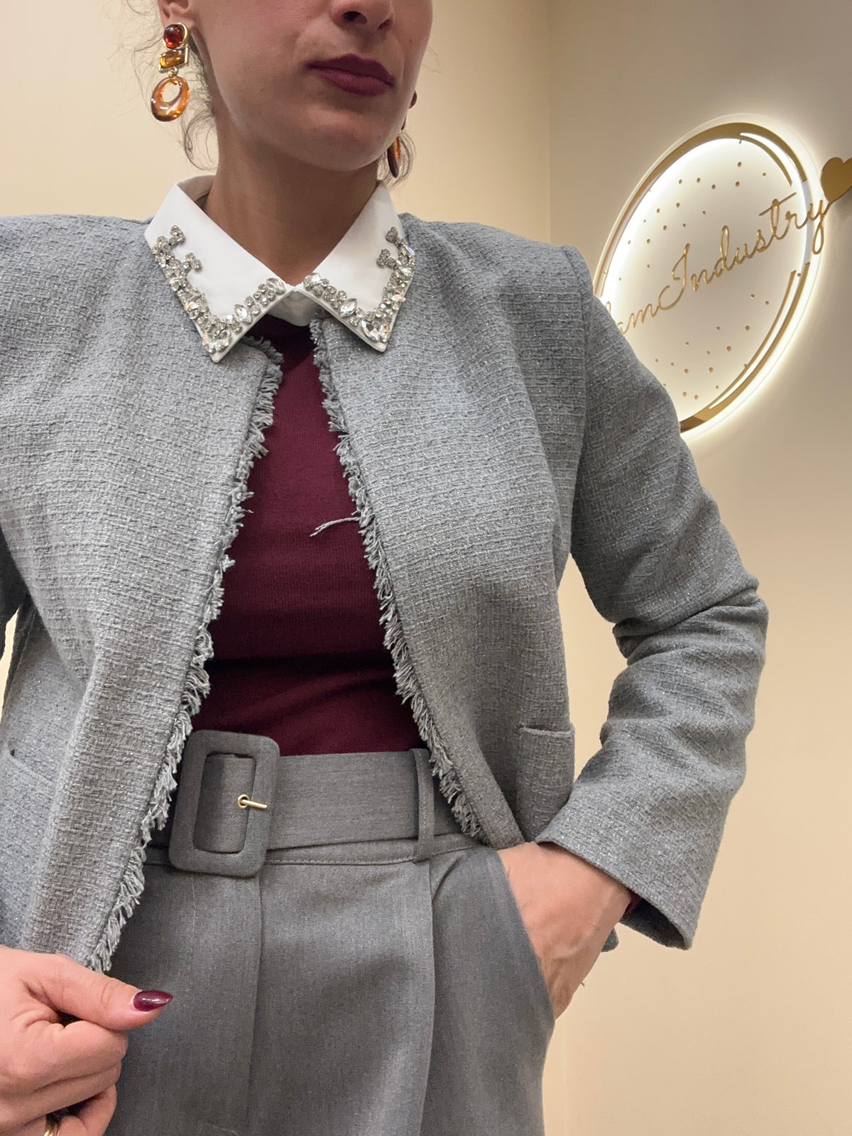 Giacca chic boucle GRIGIO