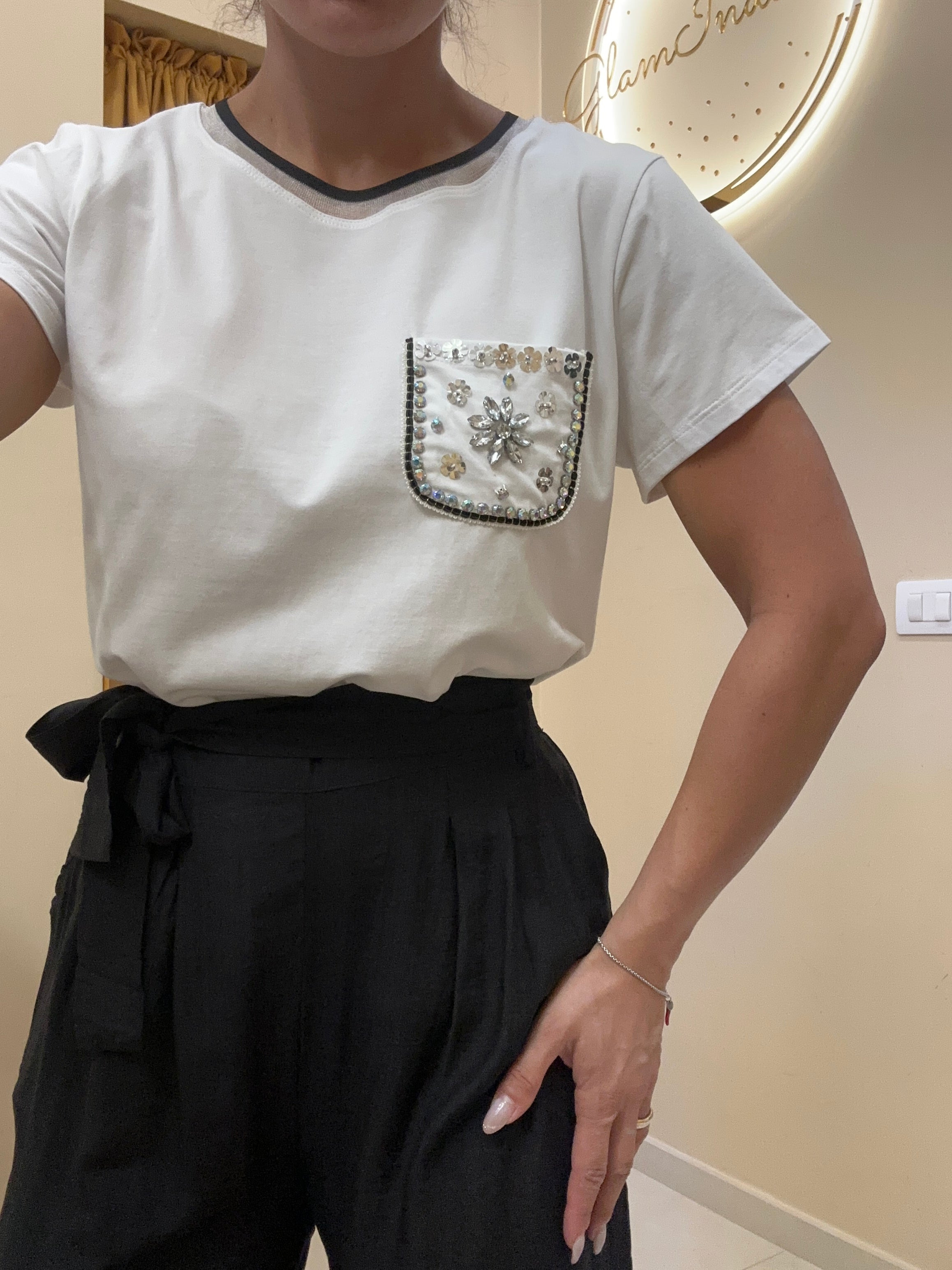 T-shirt taschino brillantini