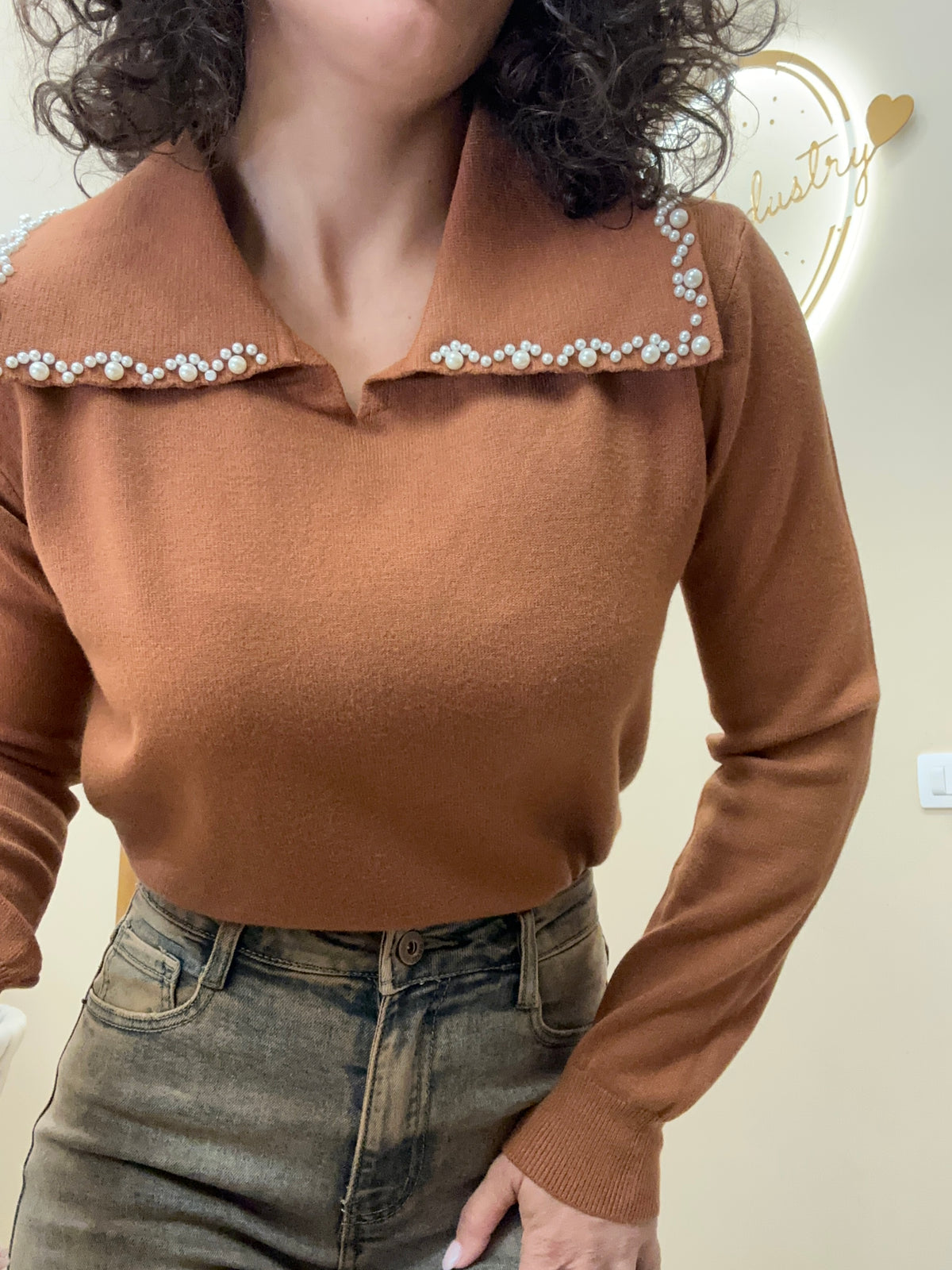 Pull maxi collo perline
