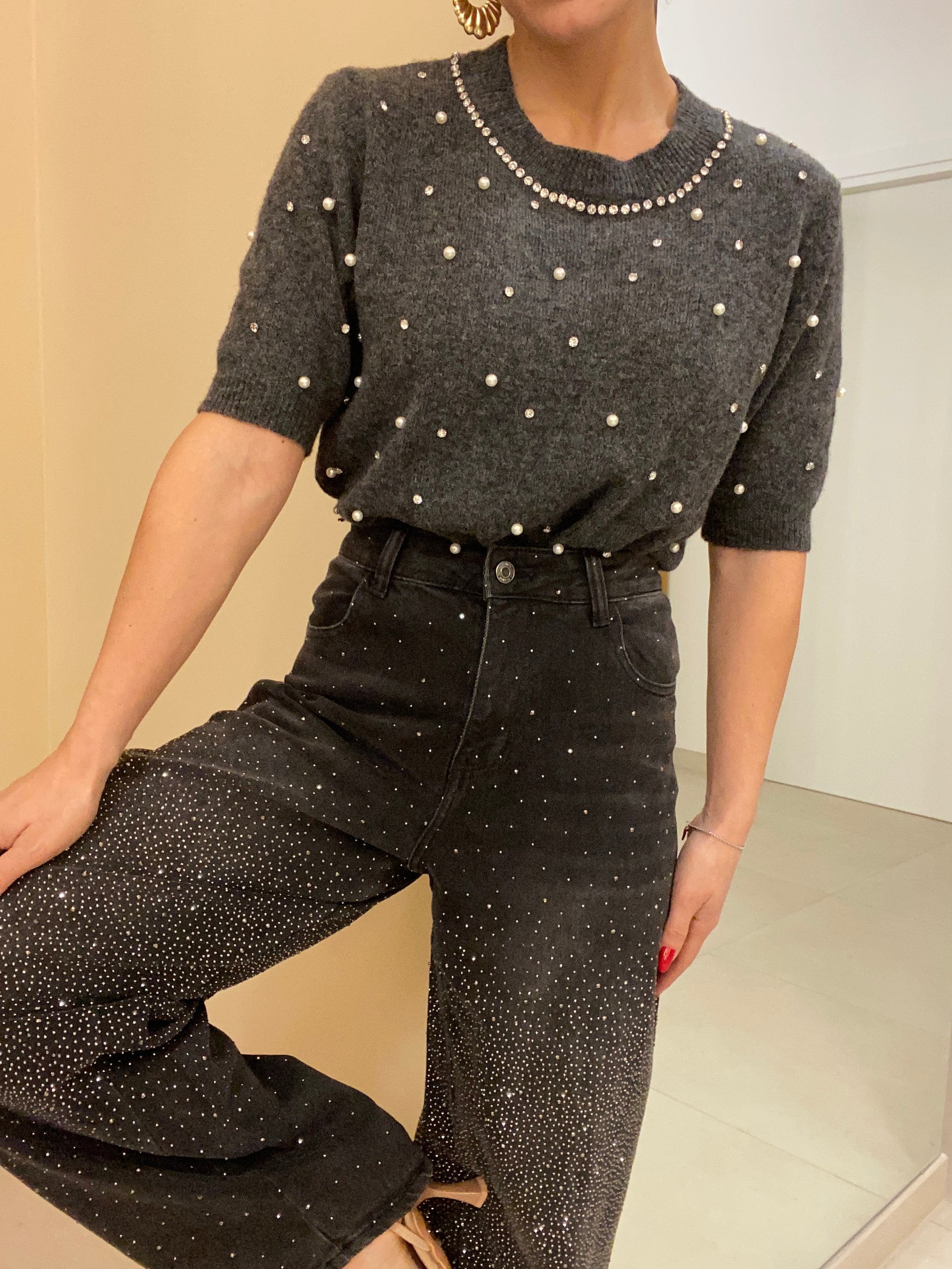 Jeans Black ballon brillantini