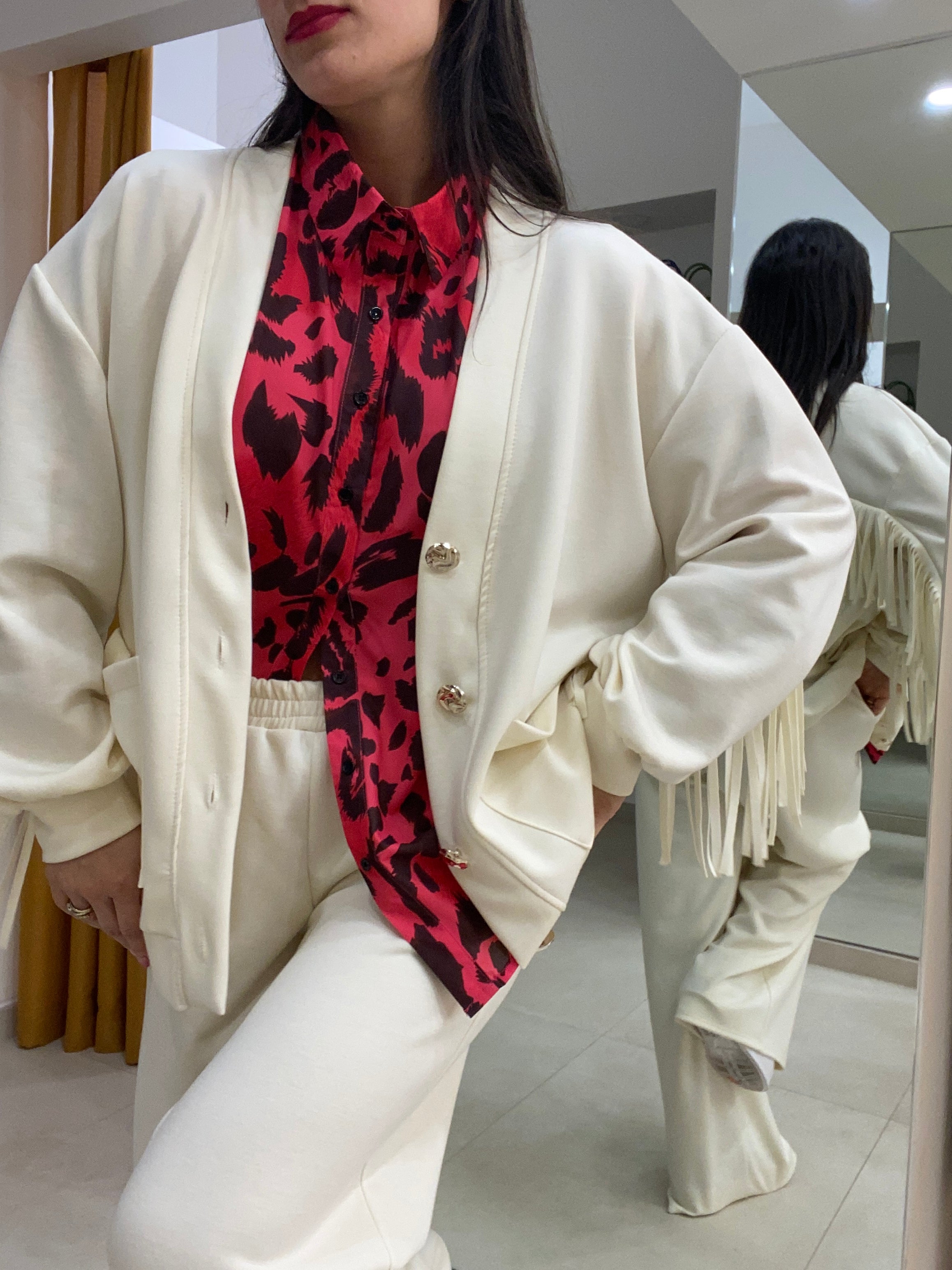 Camicia animalier arancio