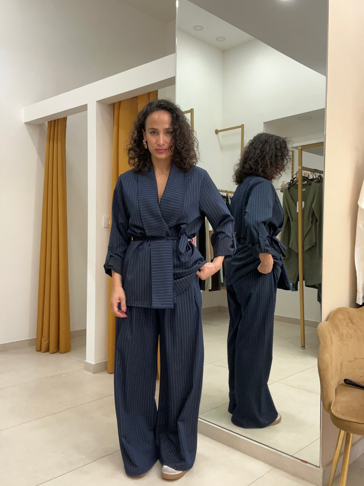 Tailleur accappatoio gessato