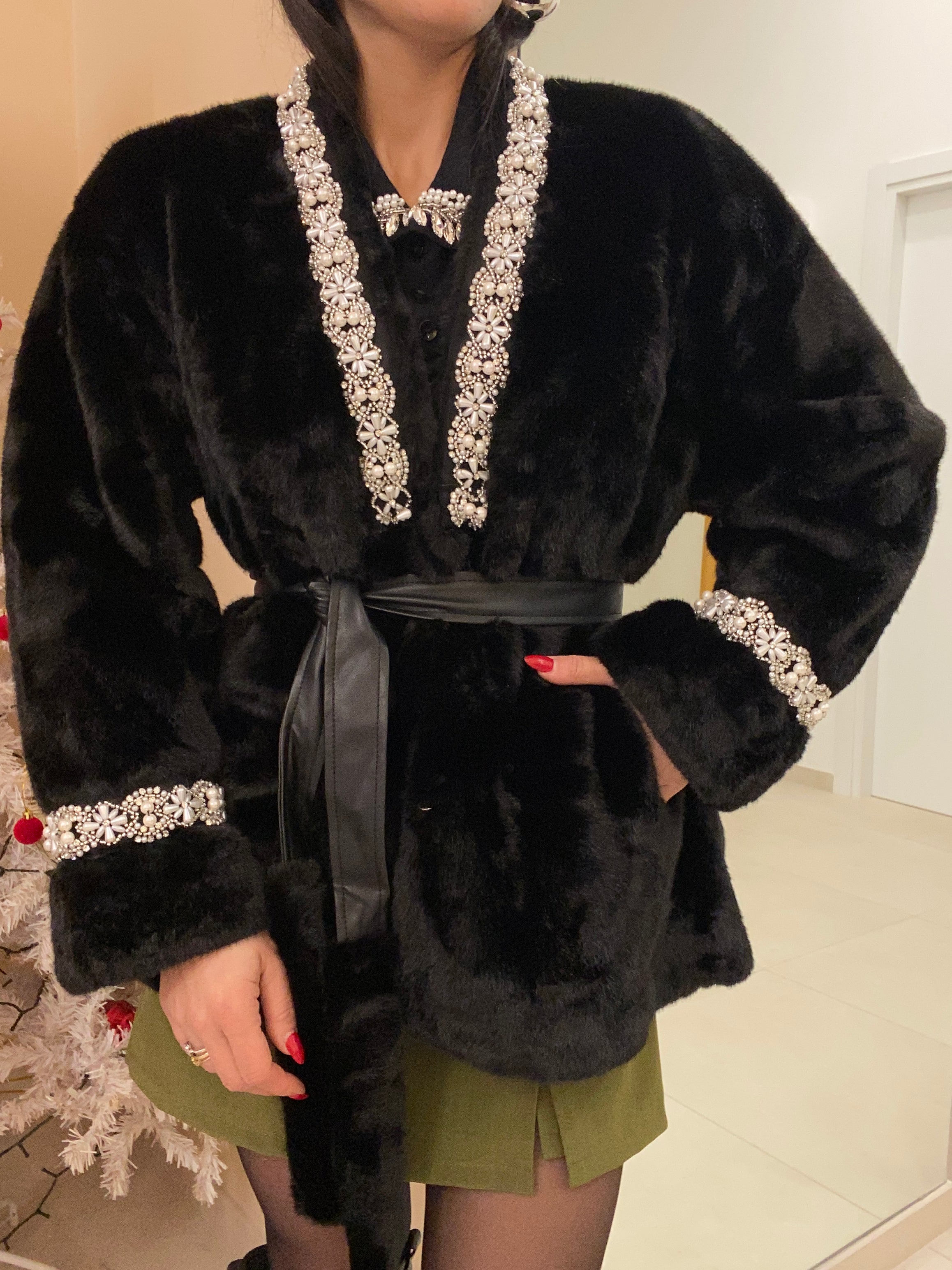 EcoPelliccia kimono nera