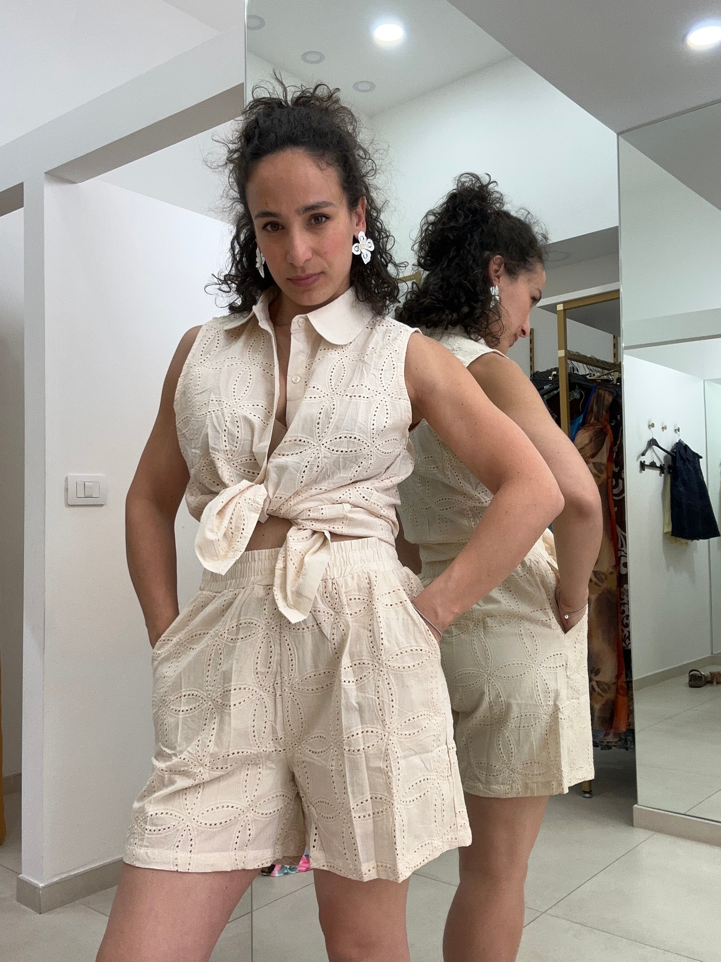 Coordinato camicia pizzo sangallo