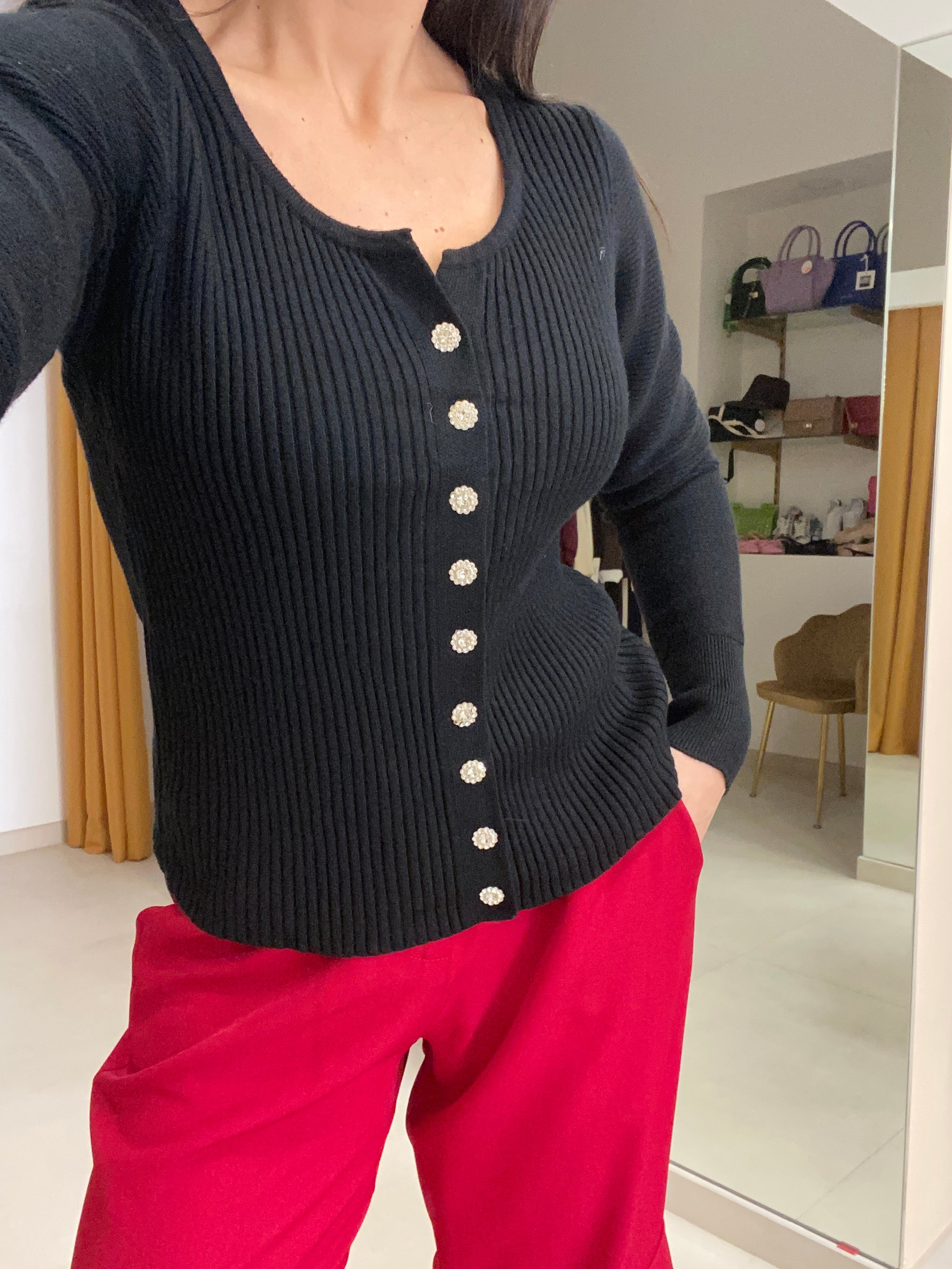 Cardigan bottoni fiori