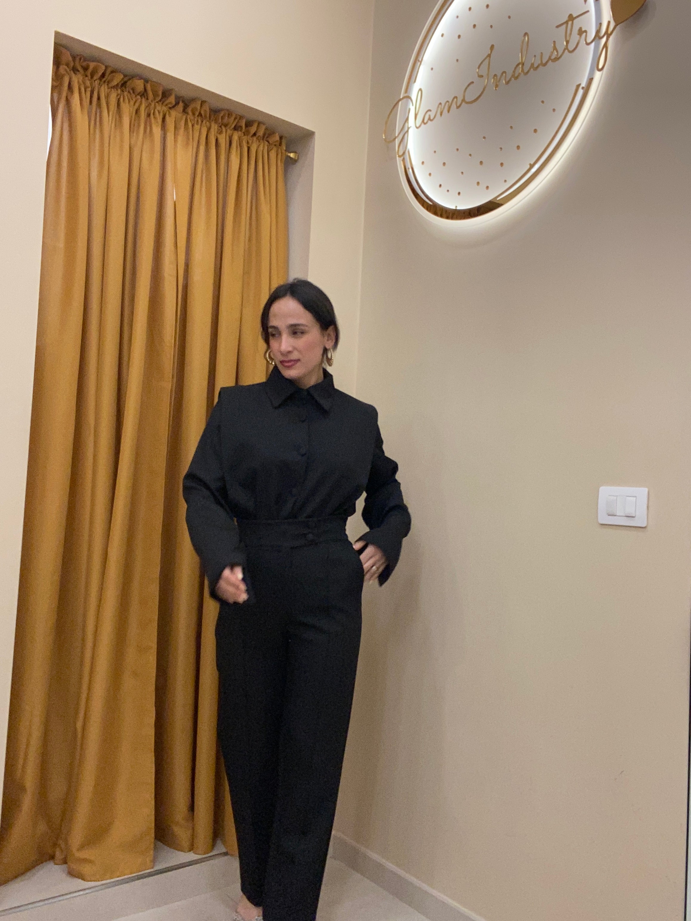 Coordinato camicia con spalline NERO