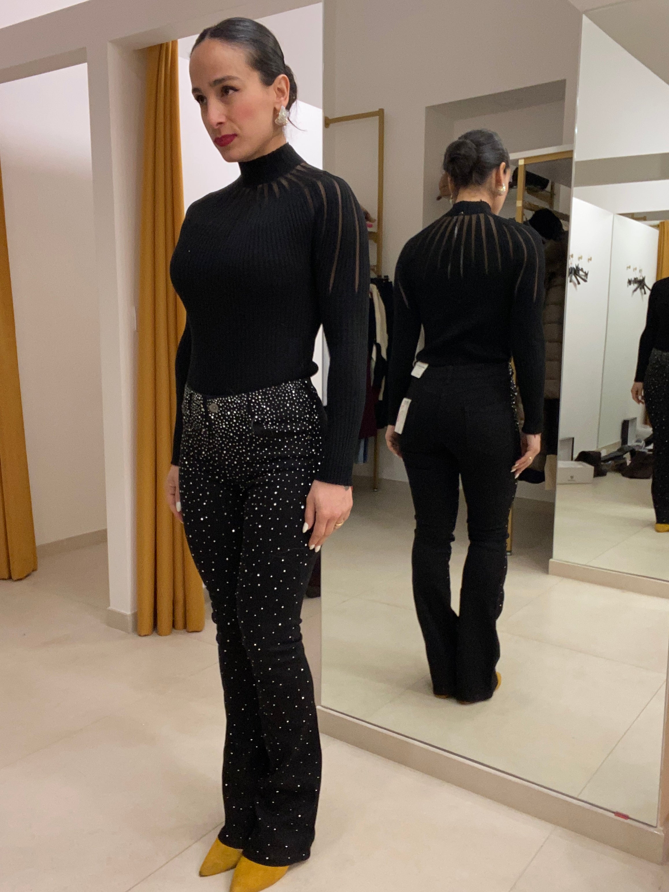 Jeans nero con brillantini