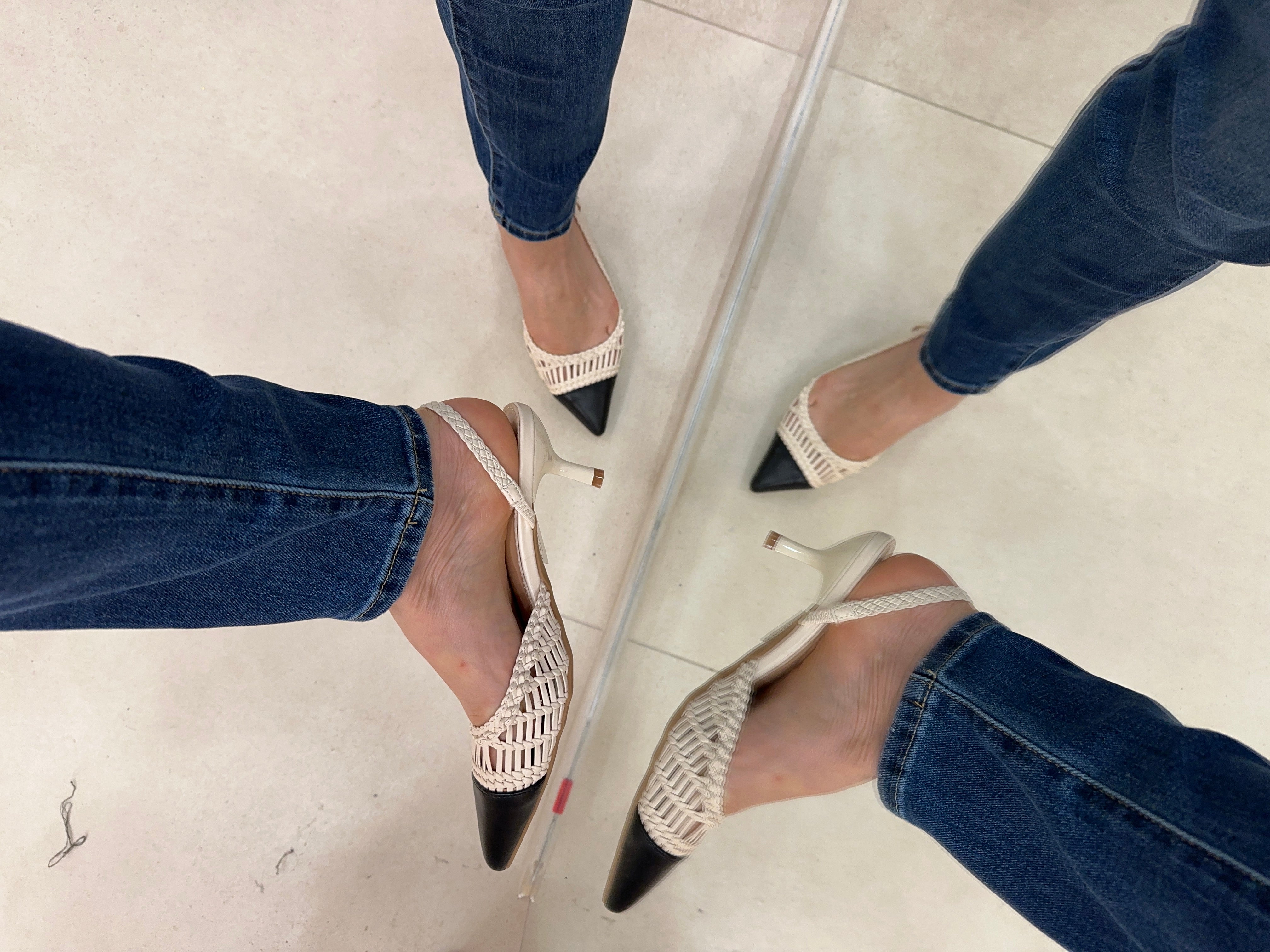 Slingback lavorate in BEIGE