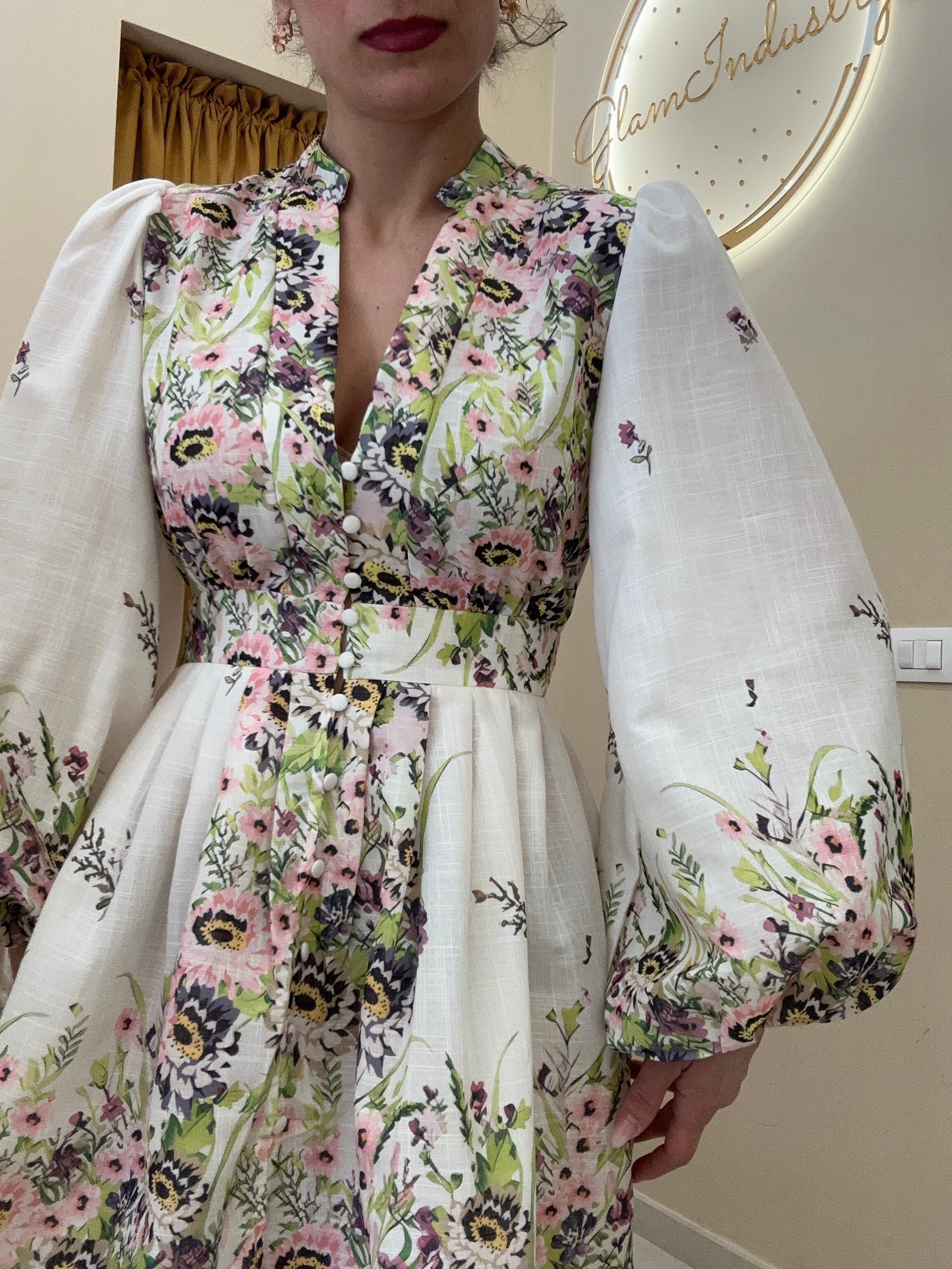 Abito fiori verde 5116