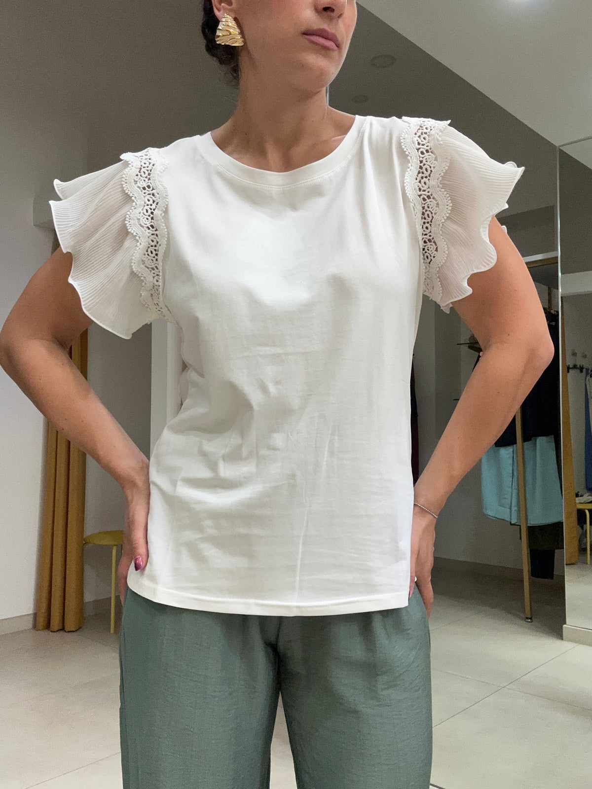 T-shirt manica pliss