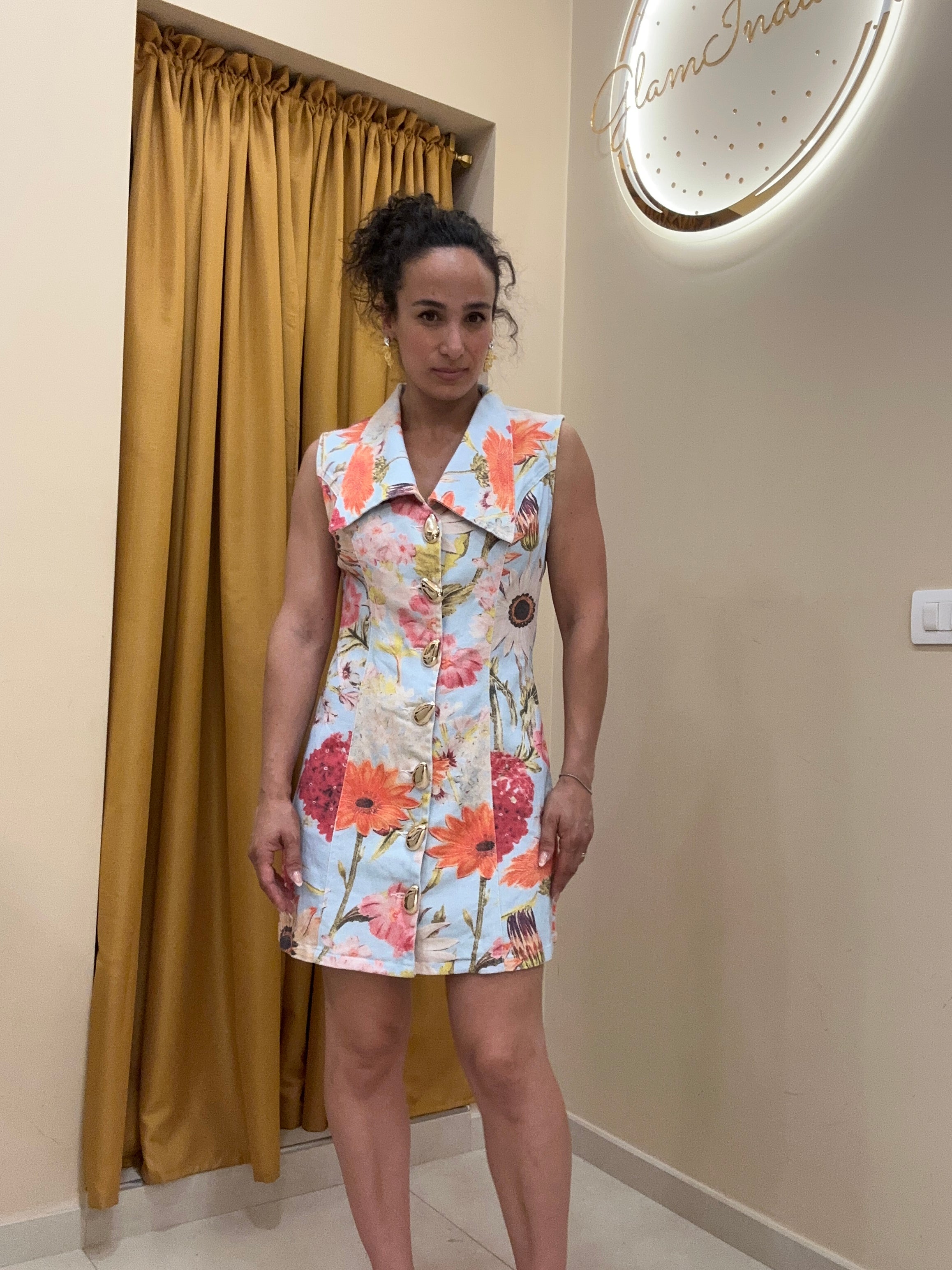 Abito fiori celeste