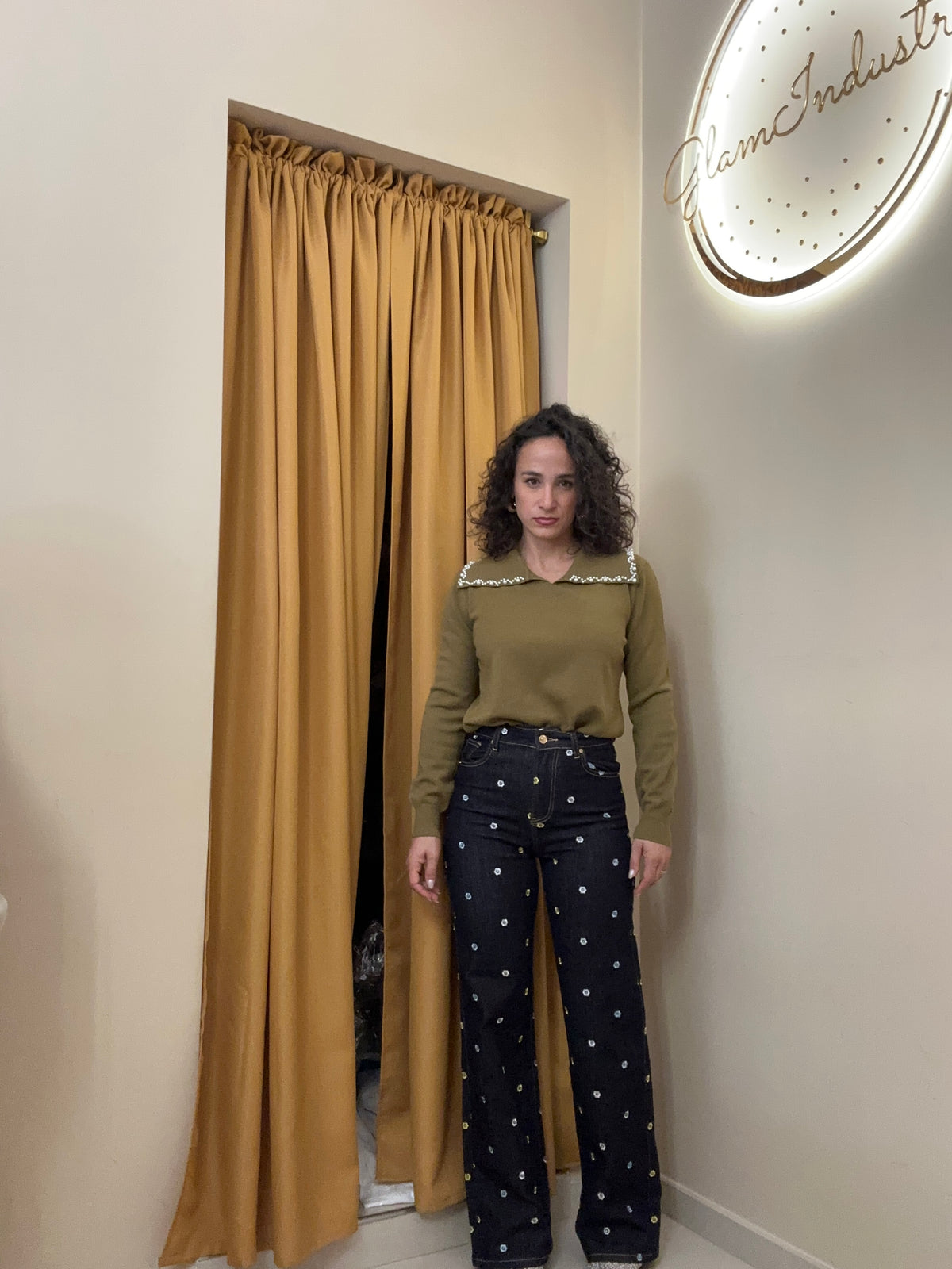 Denim fiori stampati