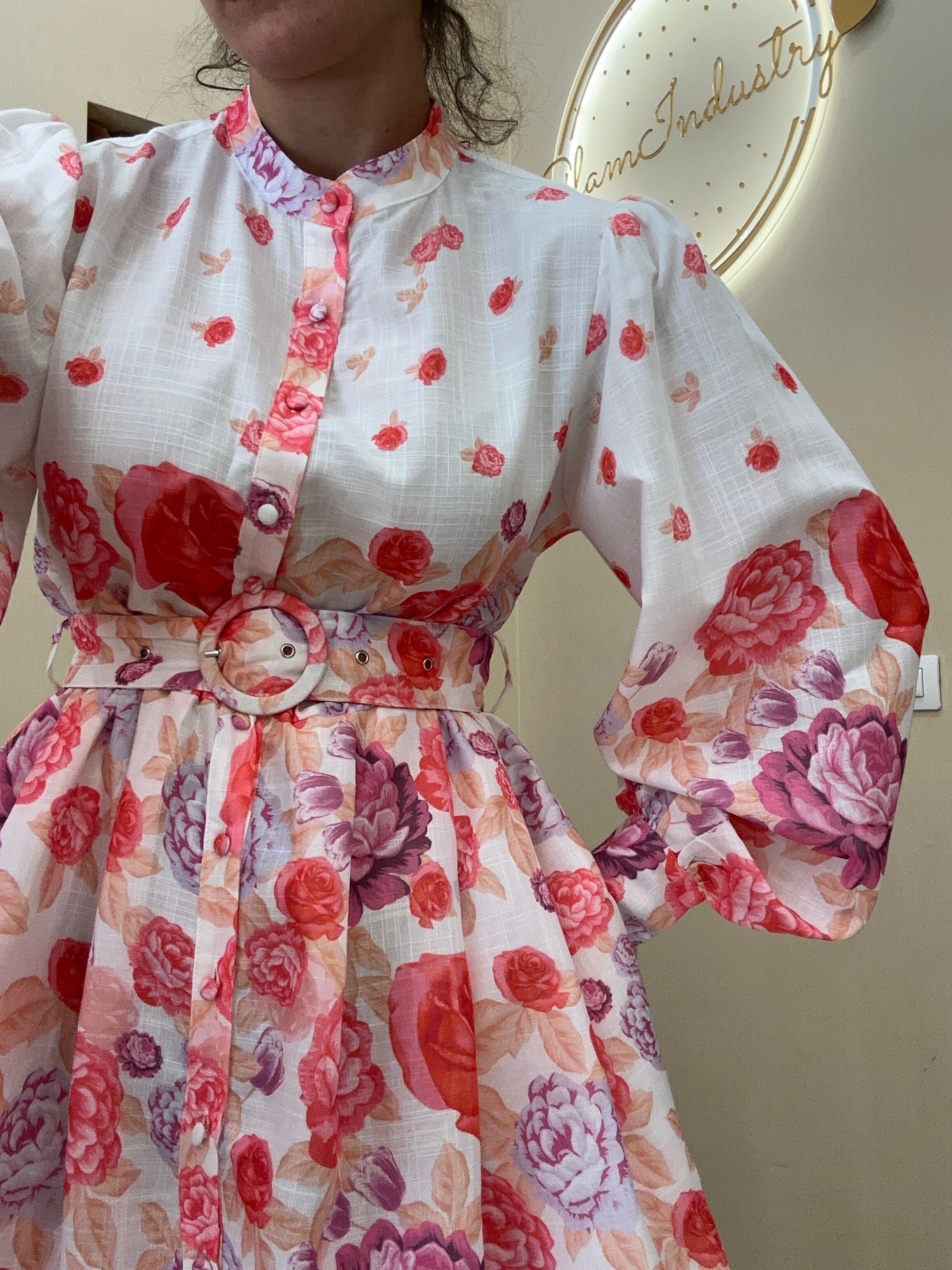 Abito corto rose rouge