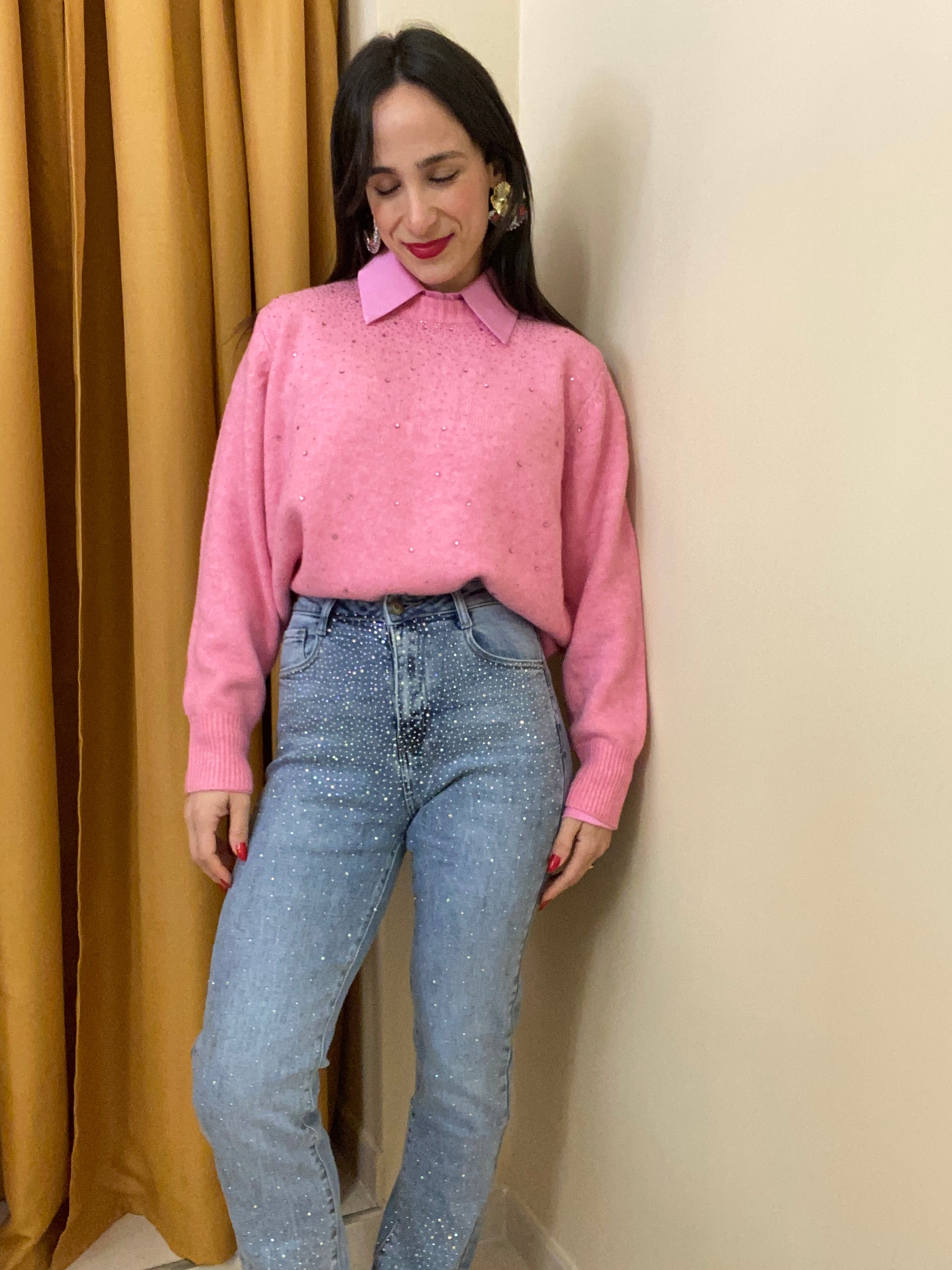 Jeans brillantini rosa