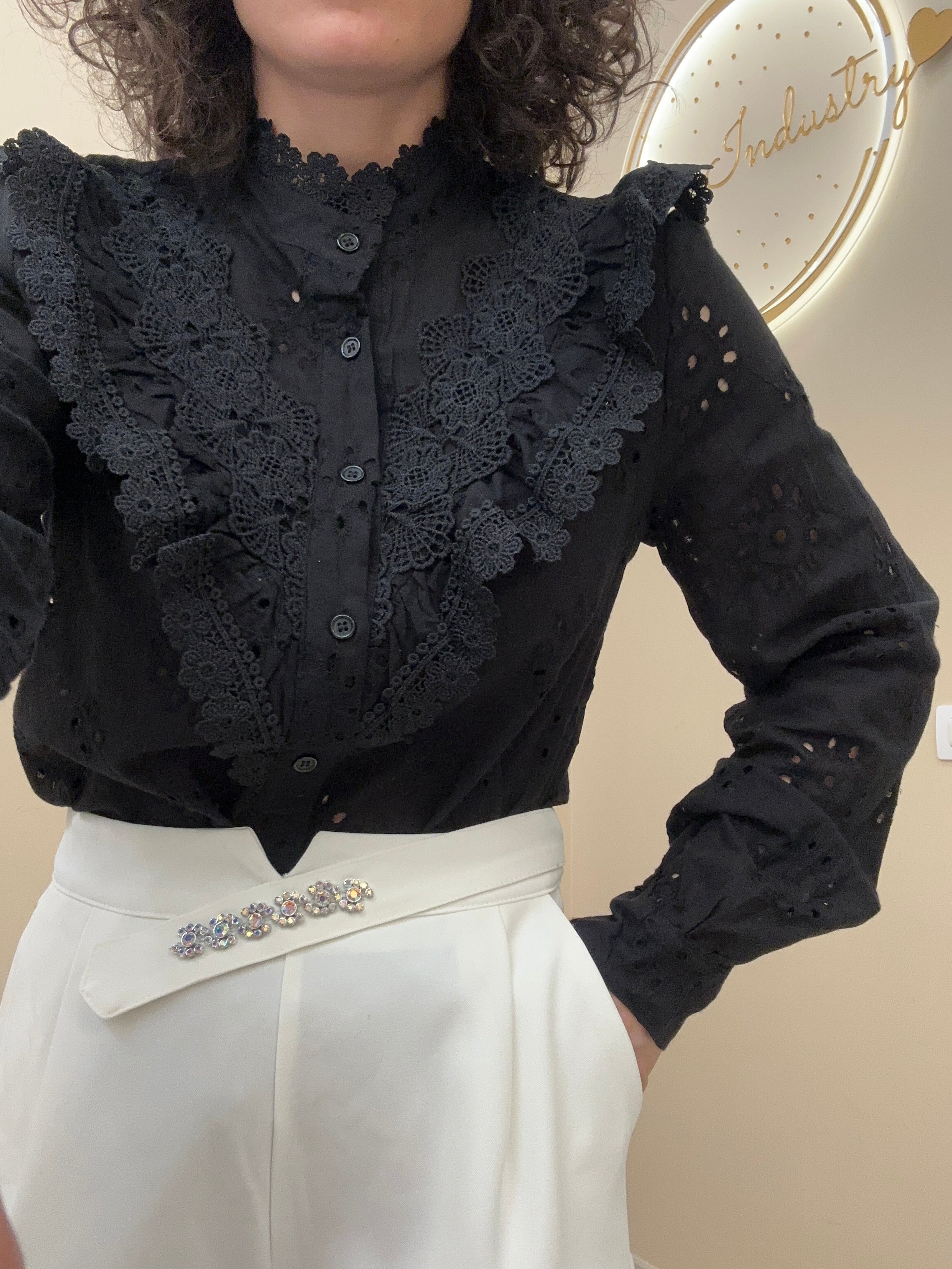Camicia lavorata NERO