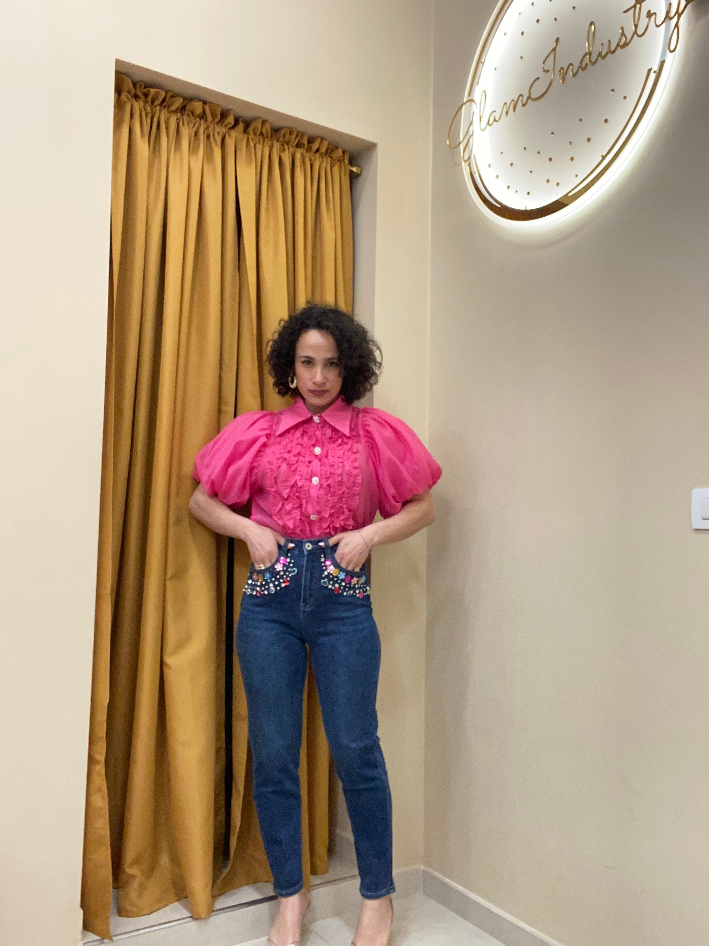 Jeans gioiello fucsia