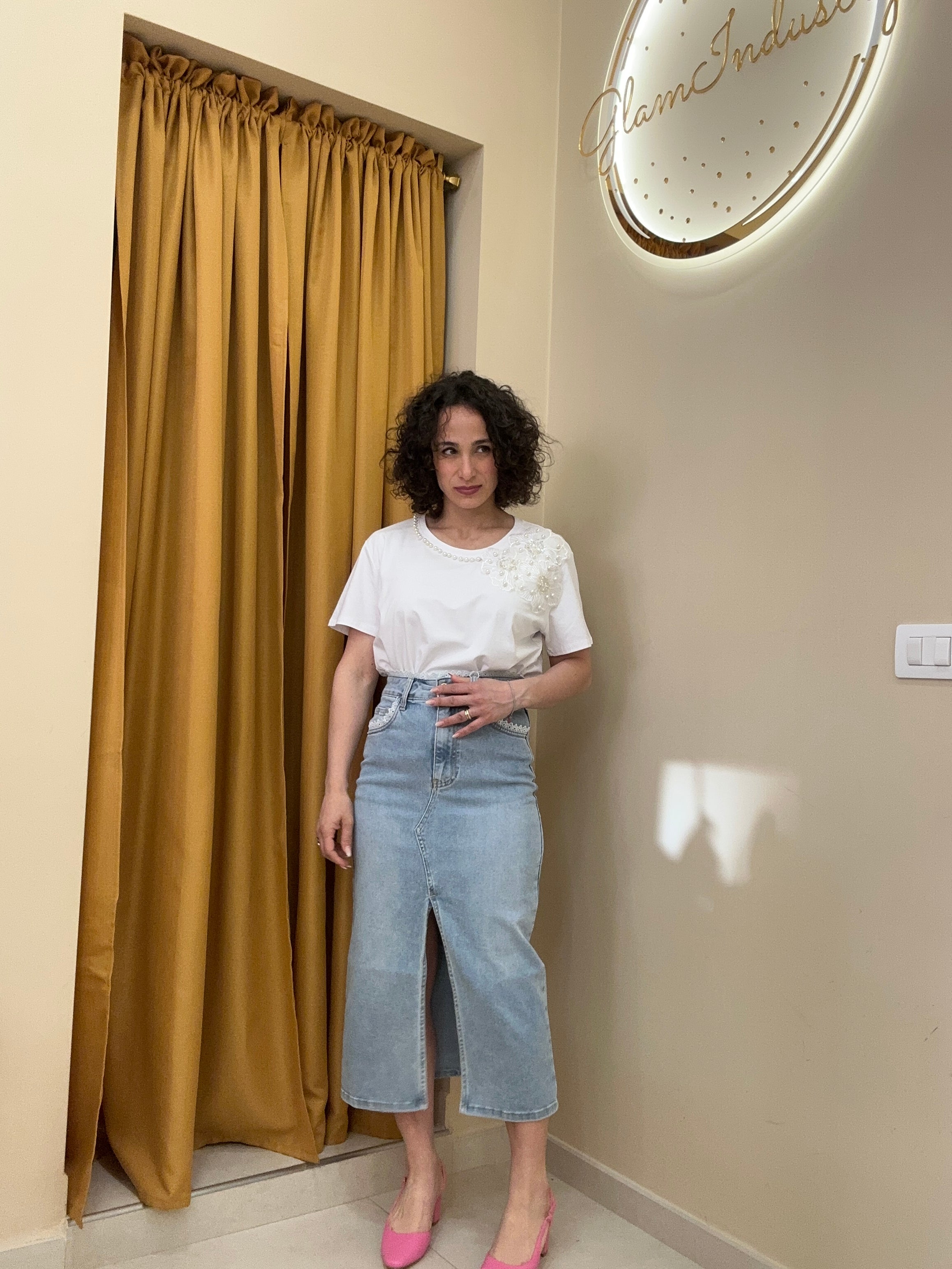 Longuette in DENIM con merletto