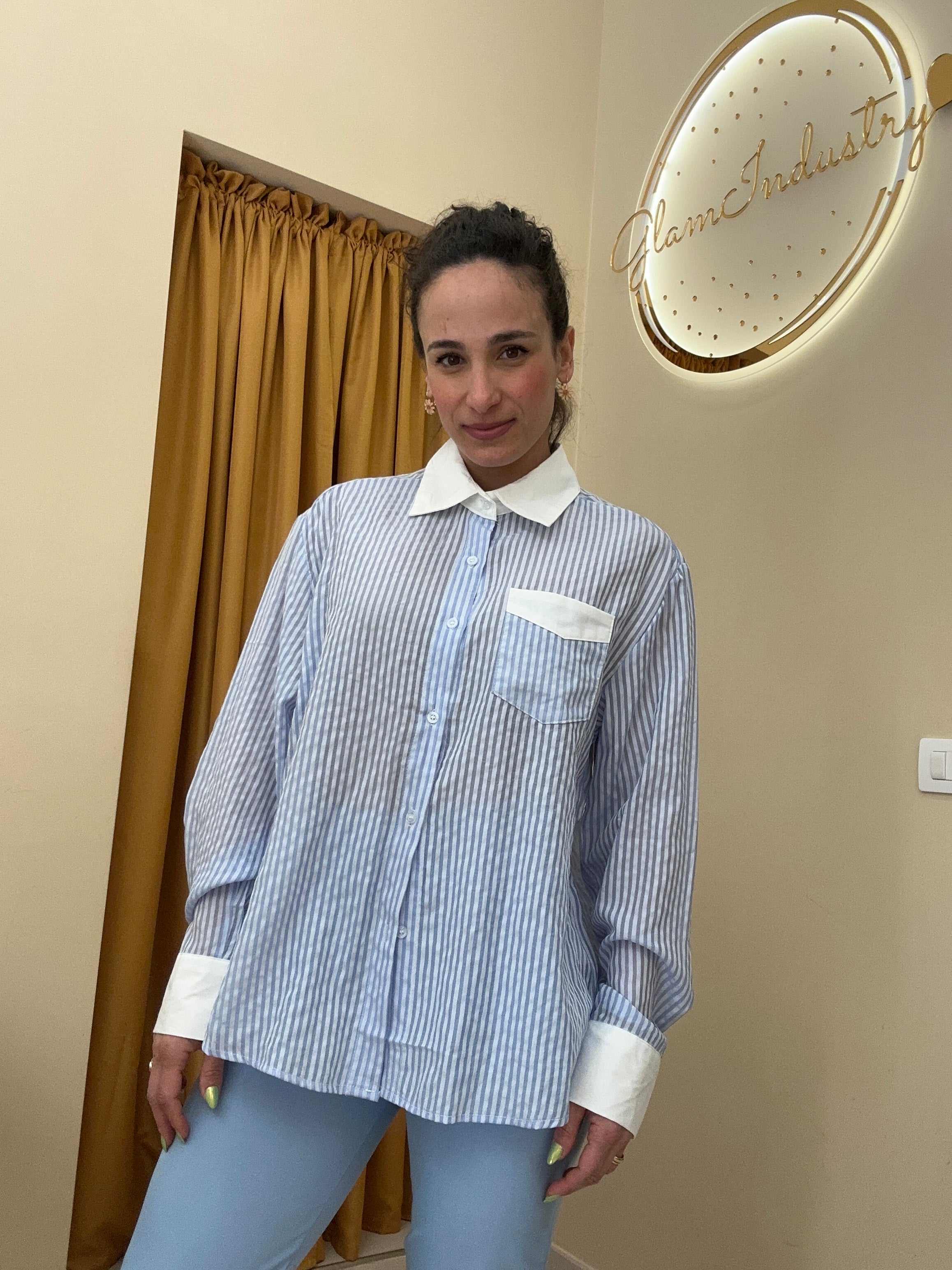 Camicia rigo trasparente azzurro