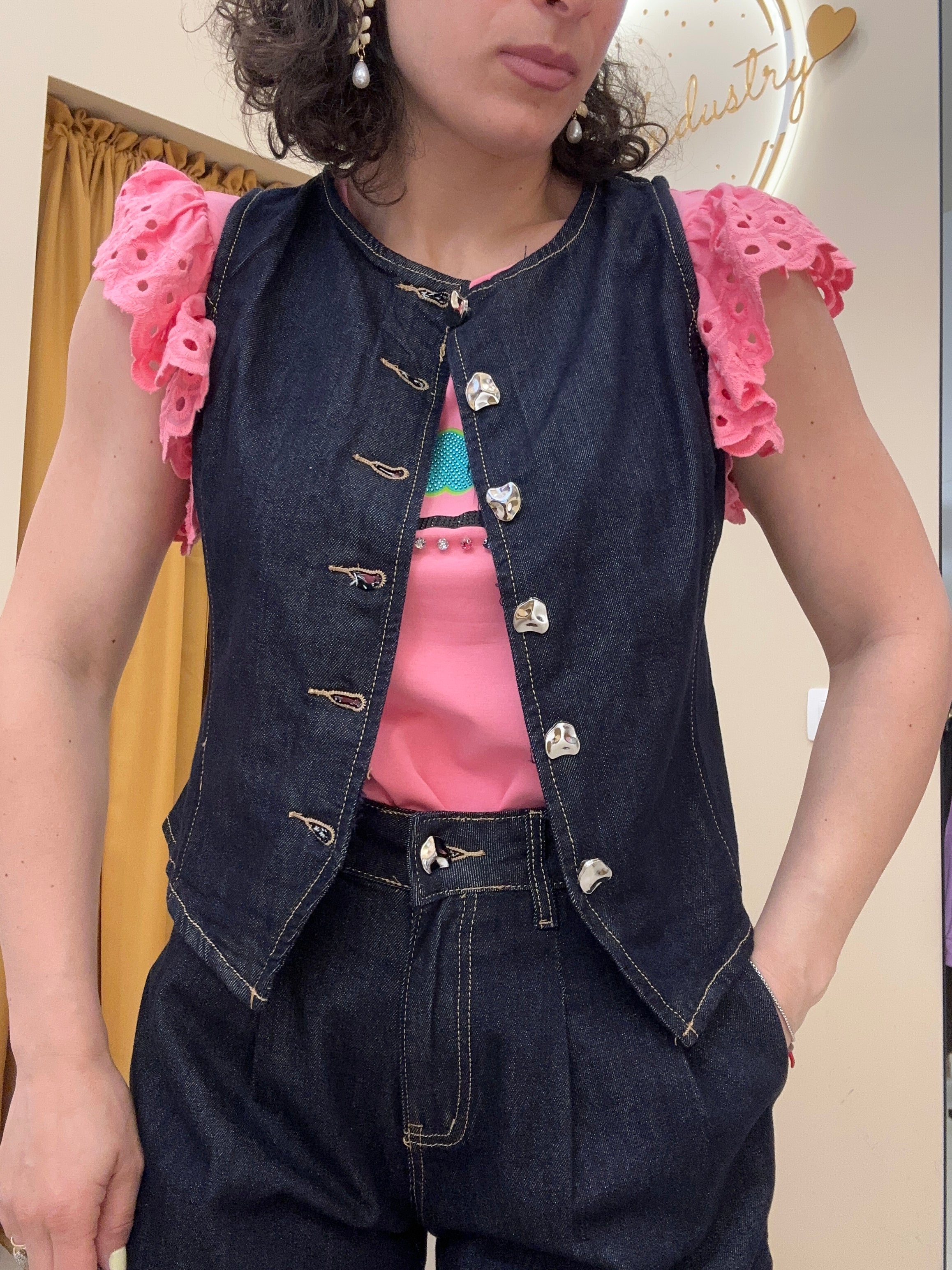 Coordinato denim panciotto