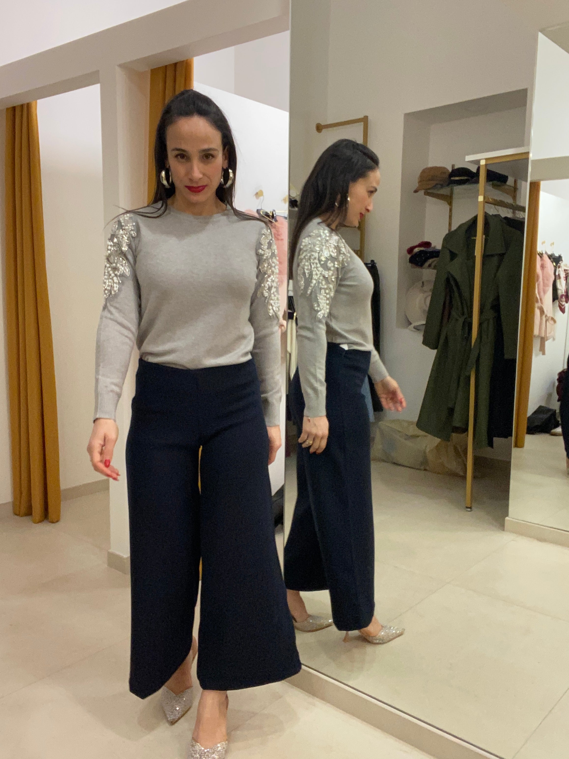 Pantalone in lana a campana