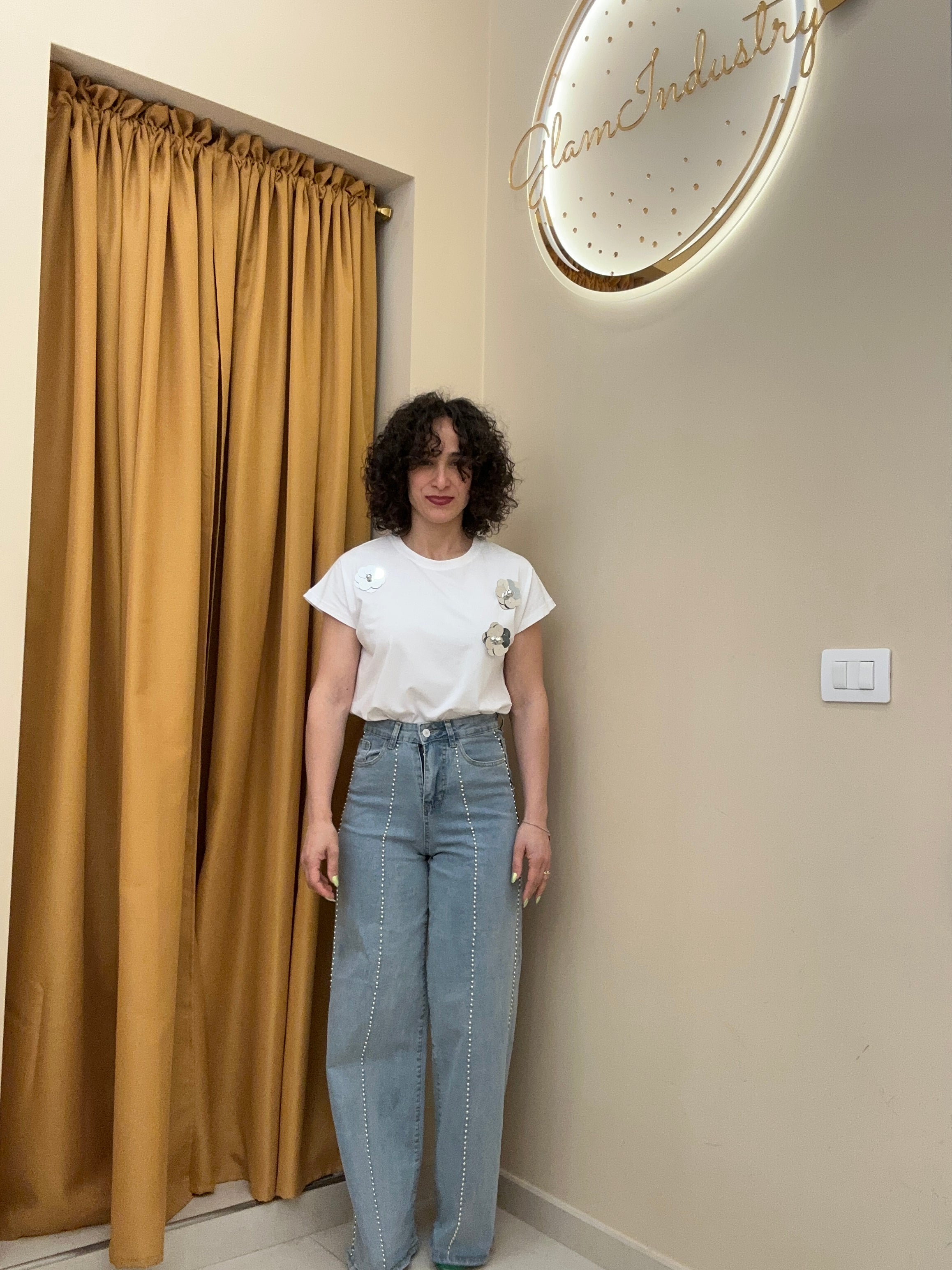 T-shirt fiori tre argento