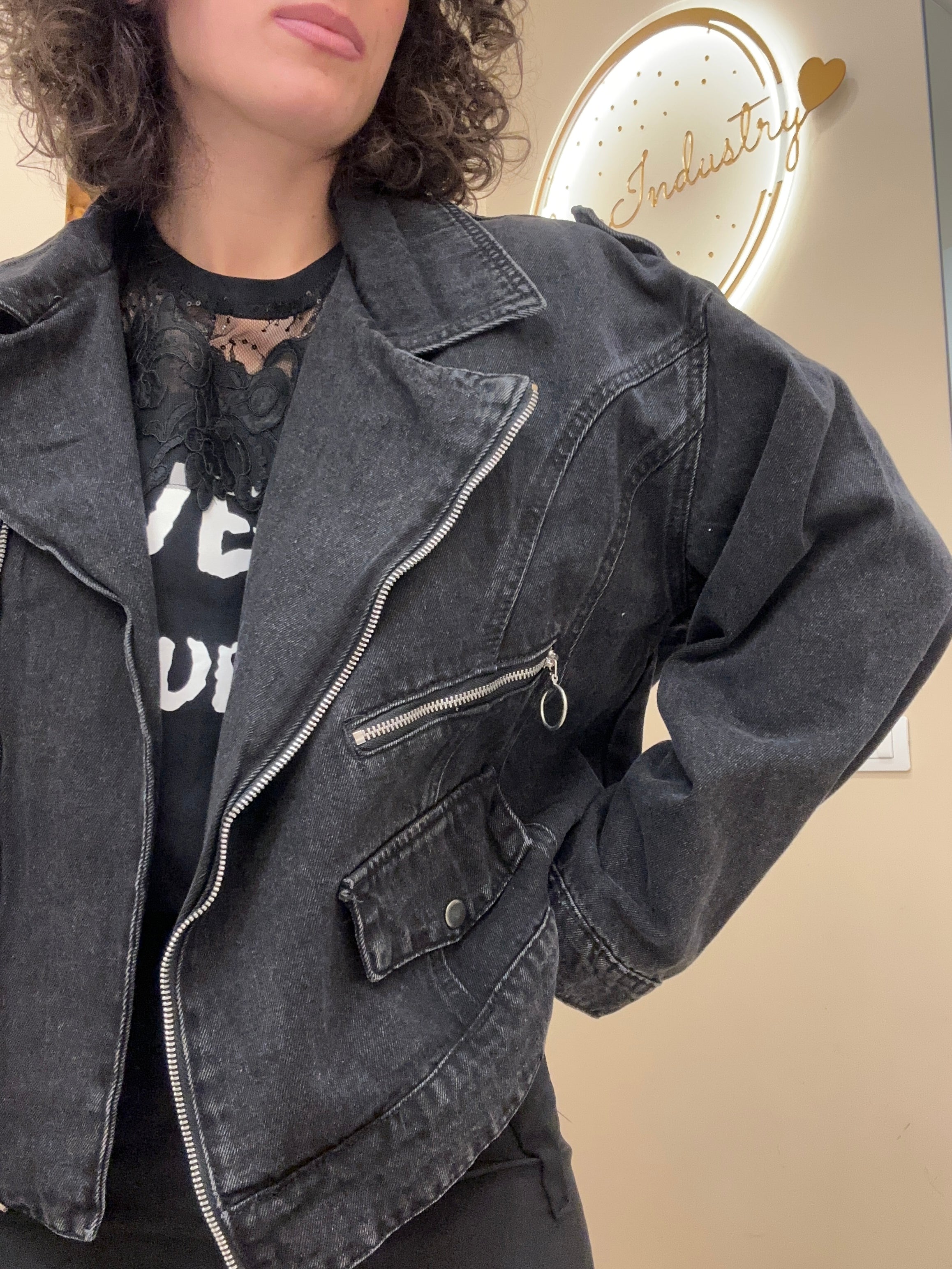 Chiodo  denim nero