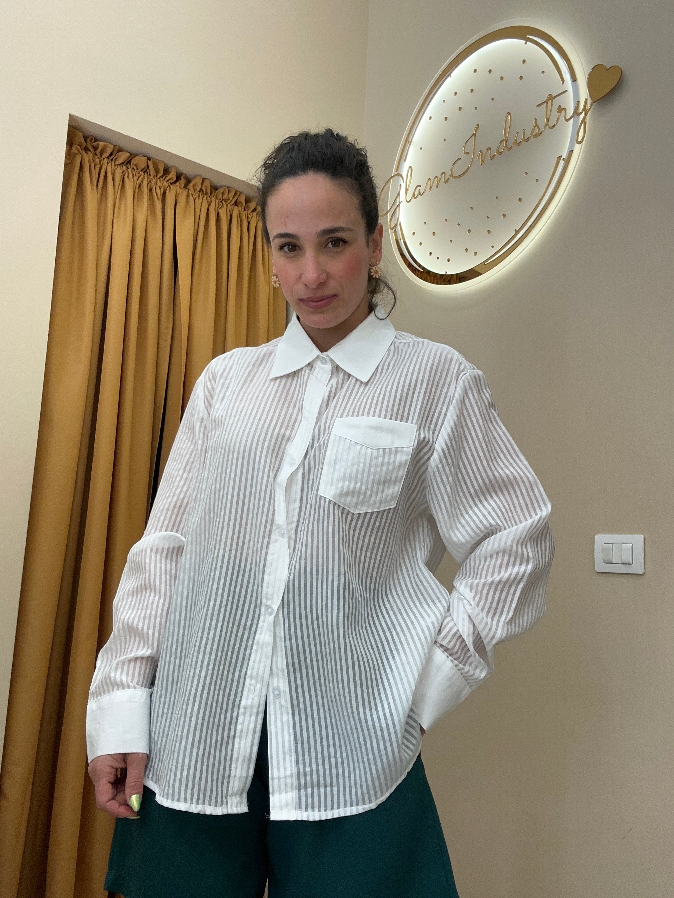 Camicia rigo trasparente bianca