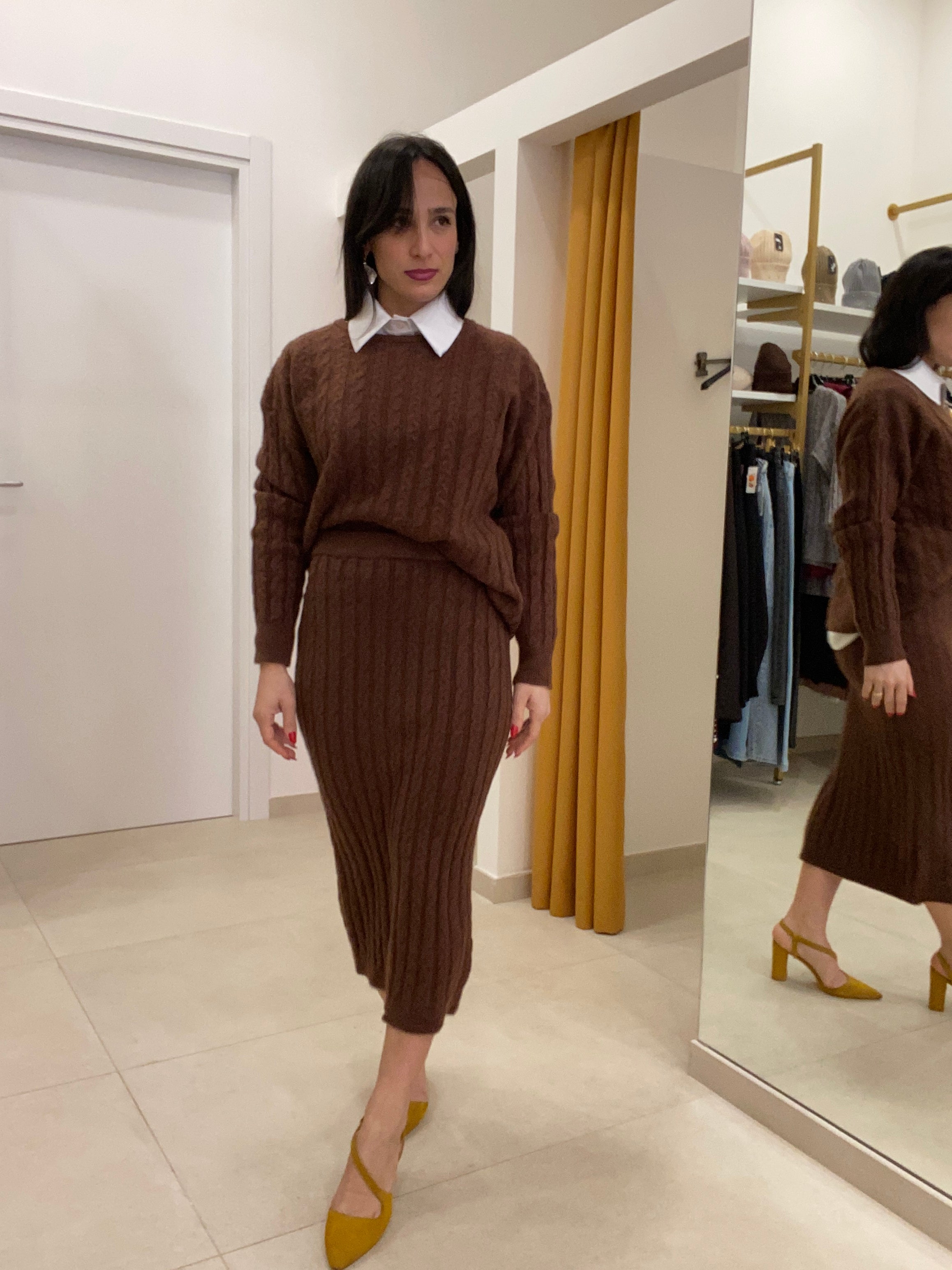 Coordinato in lana con trama trecce