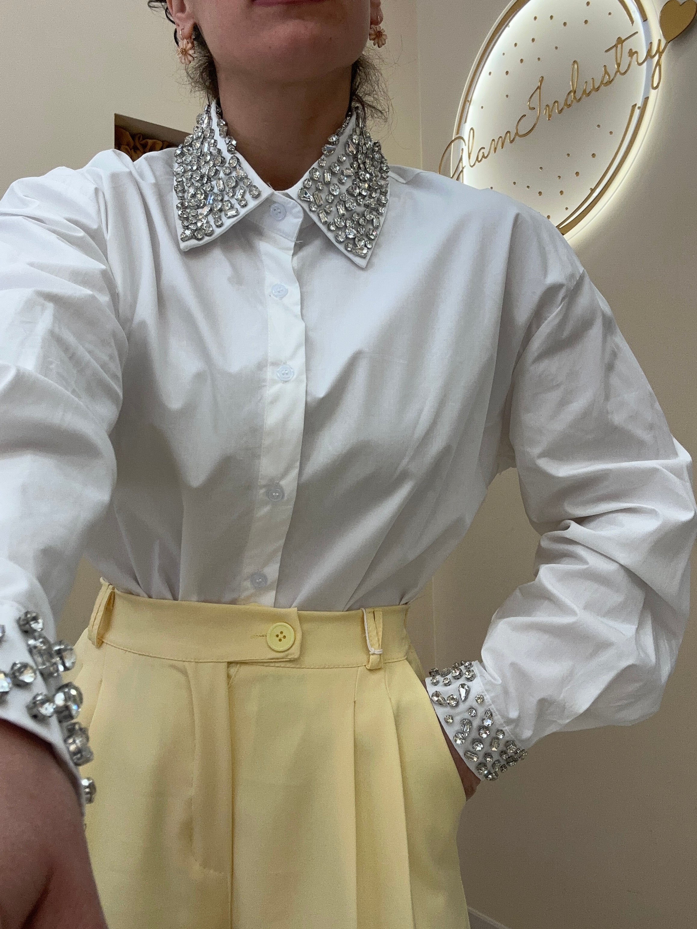 Camicia gioiello bianca