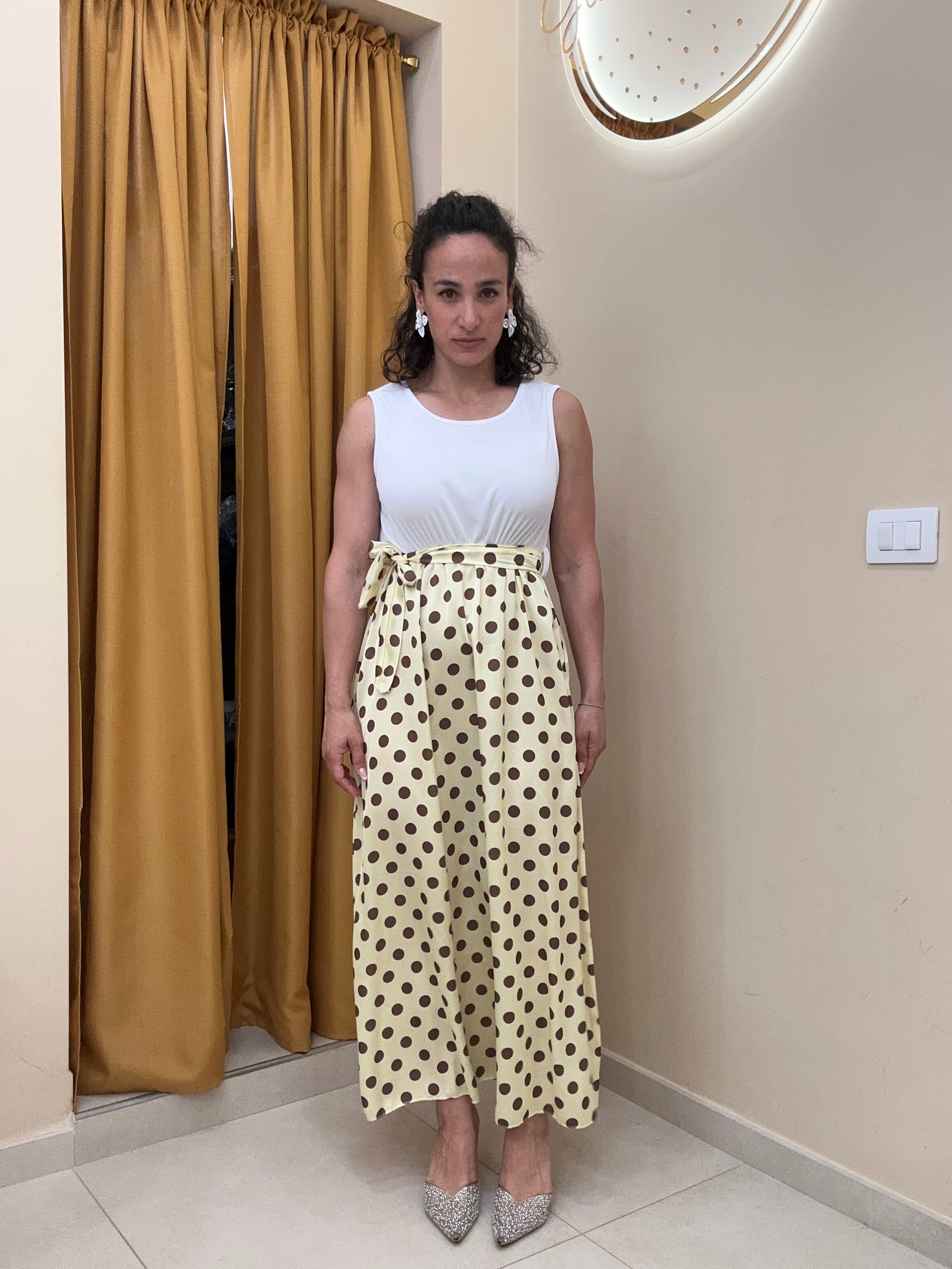 Abito canotta POIS GIALLO