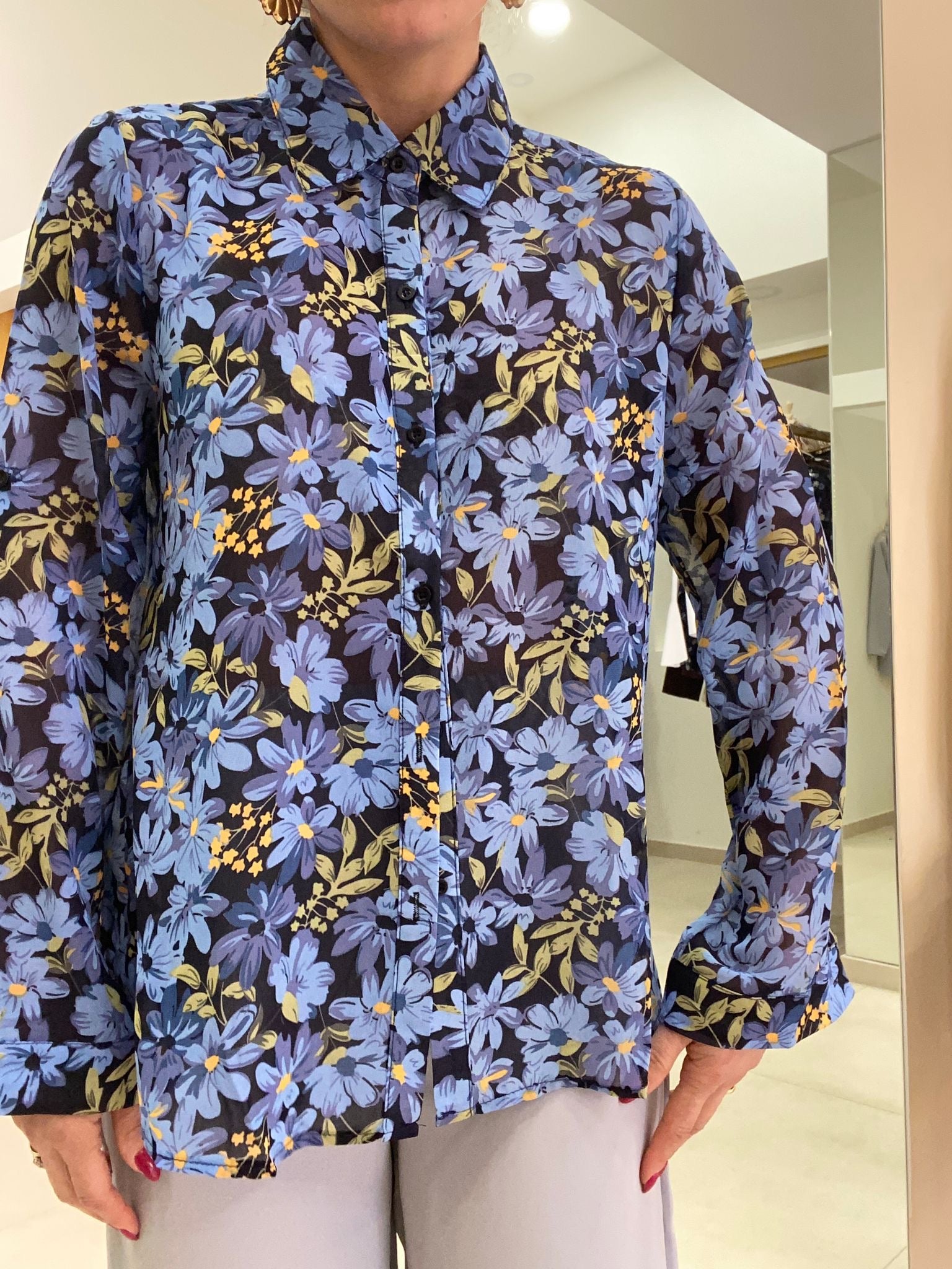 Camicia hawai base blu notte