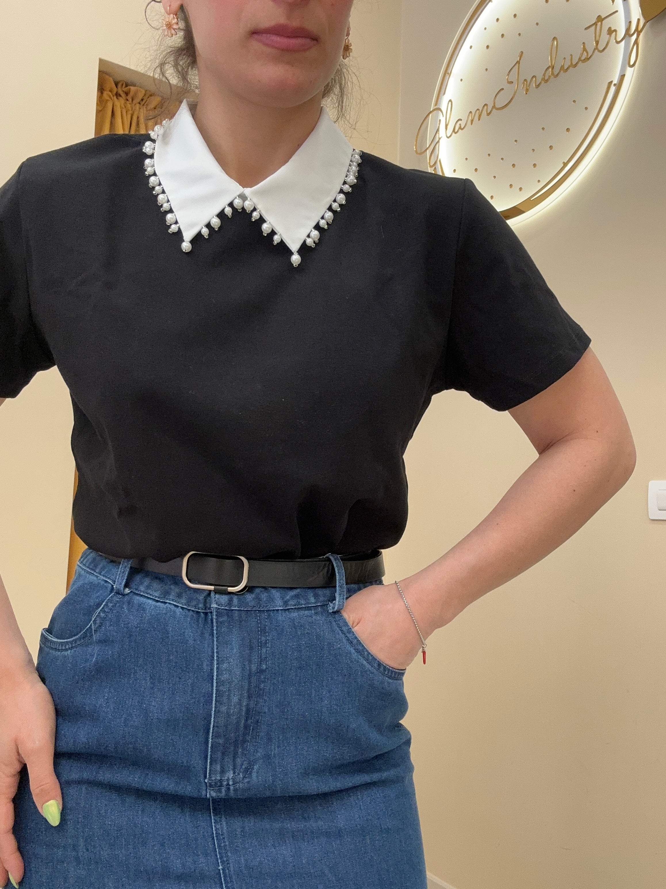 T-shirt cascata di perle