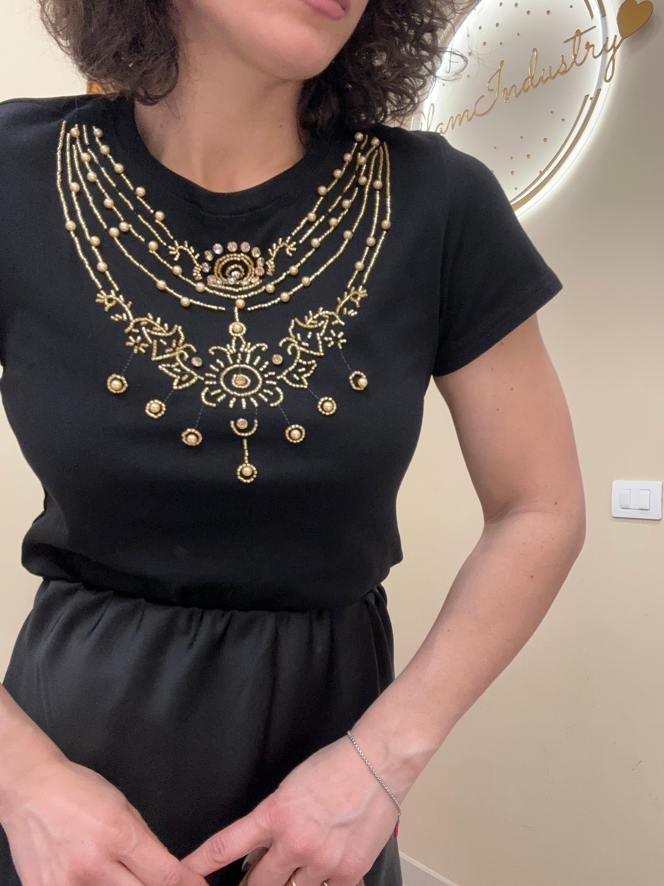 T-Shirt Cleopatra nero/oro