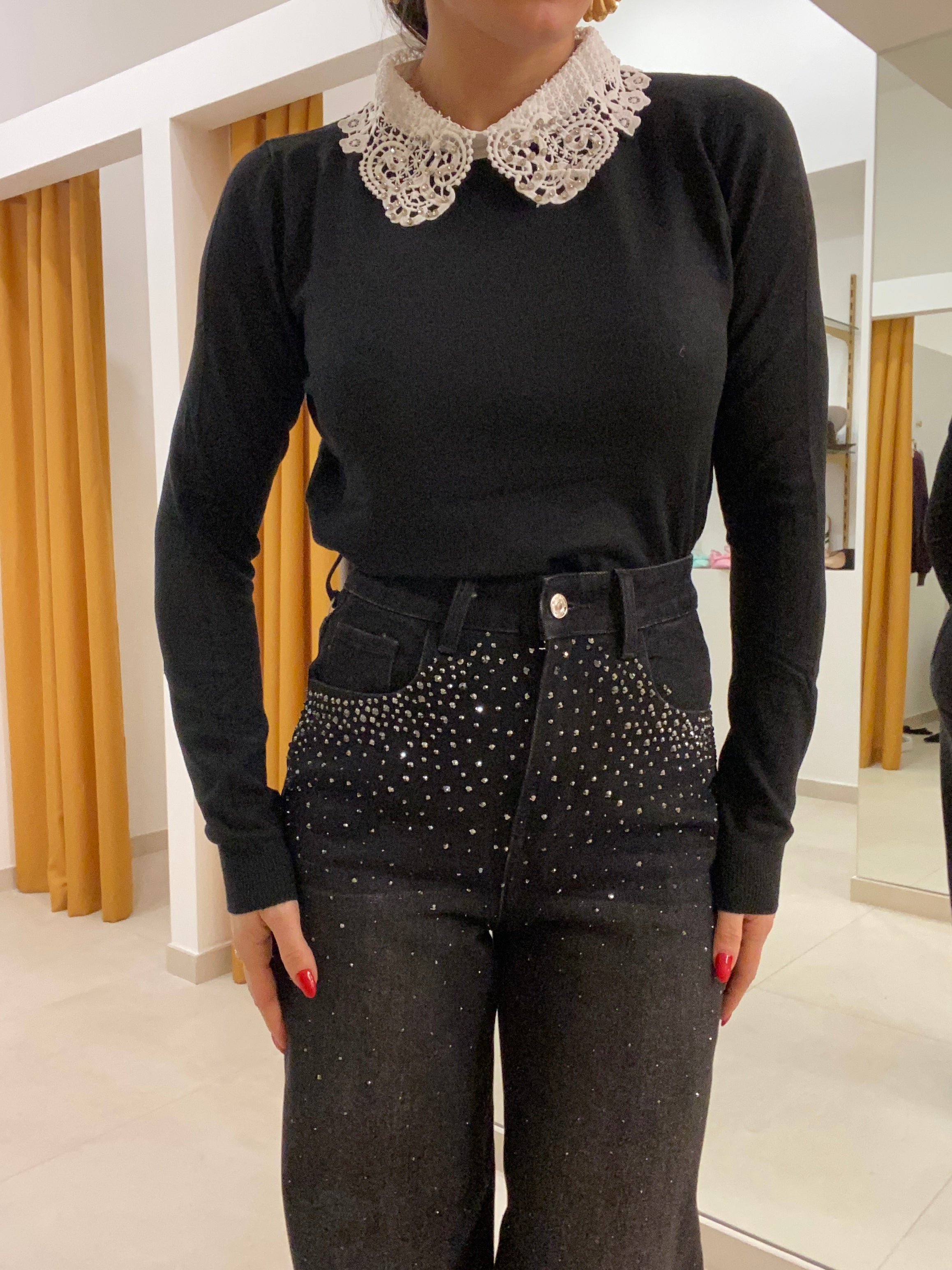 Pull colletto merletto