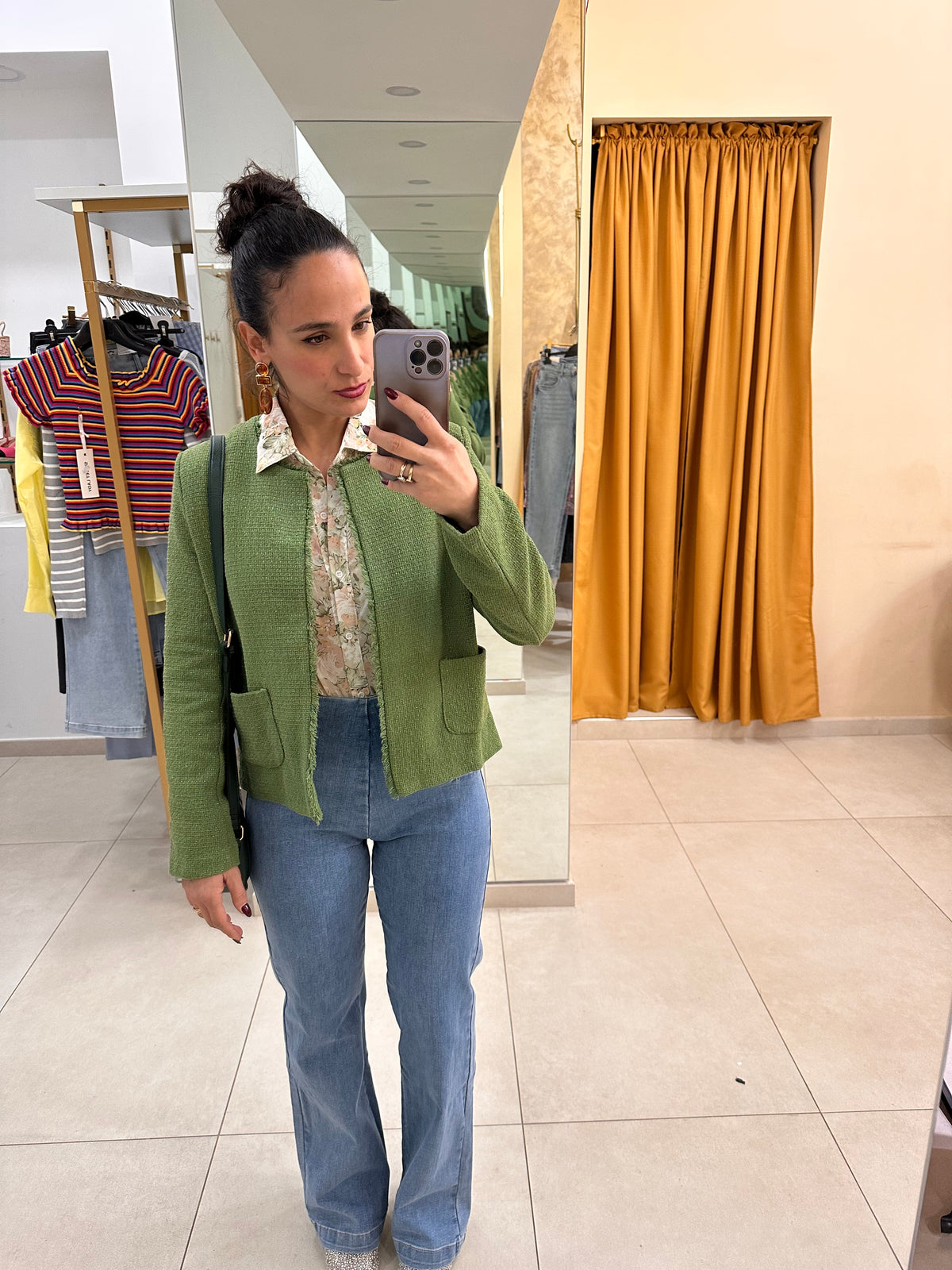 Giacca chic boucle VERDE