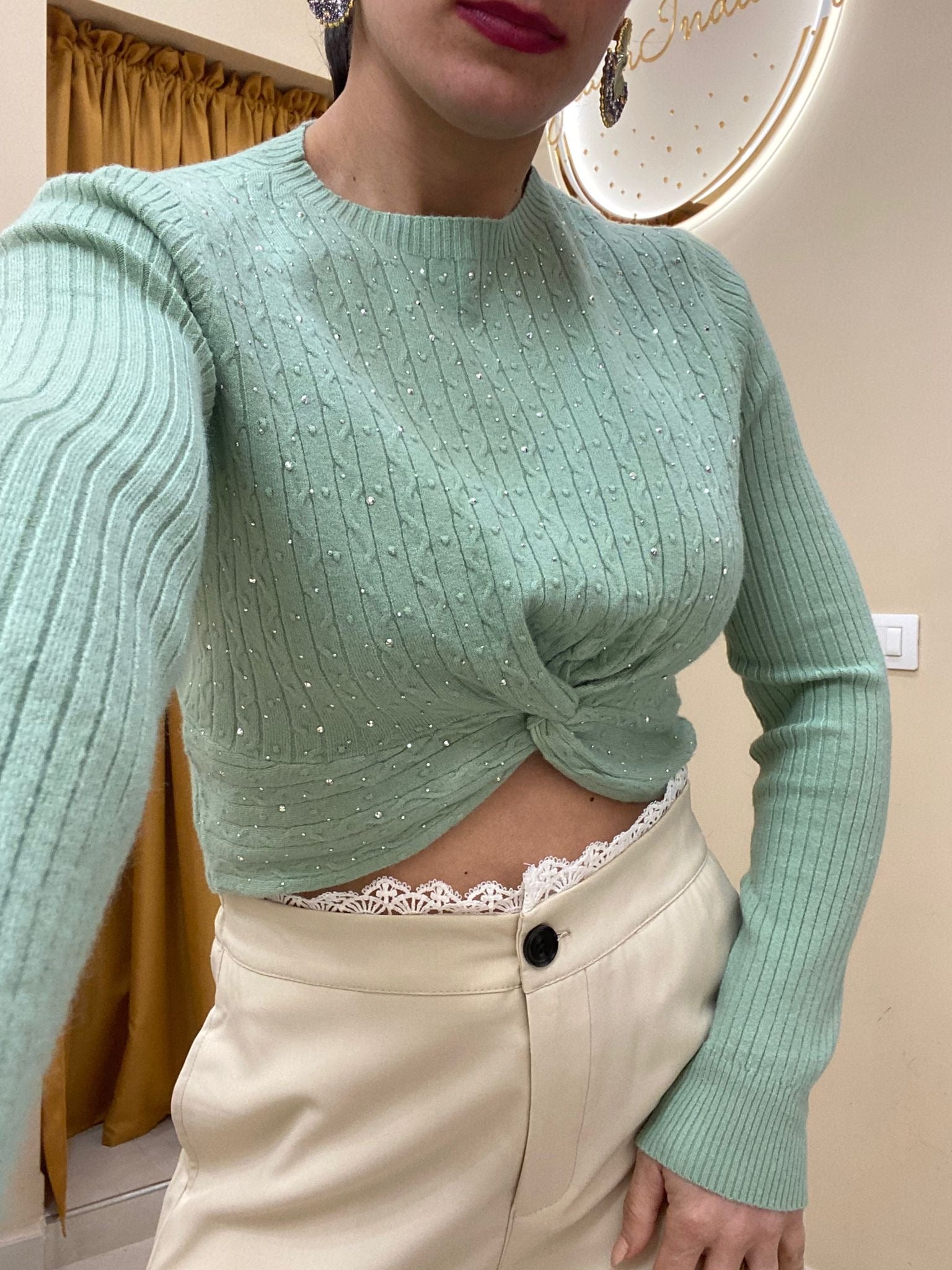 Maglia crop glitter