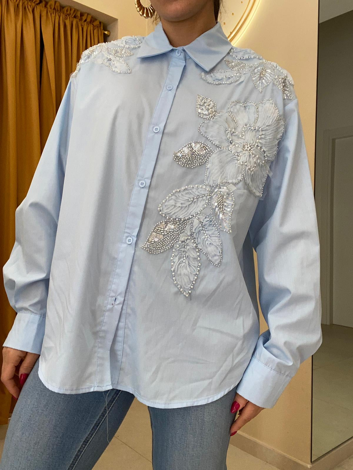 Camicia gardenia azzurro