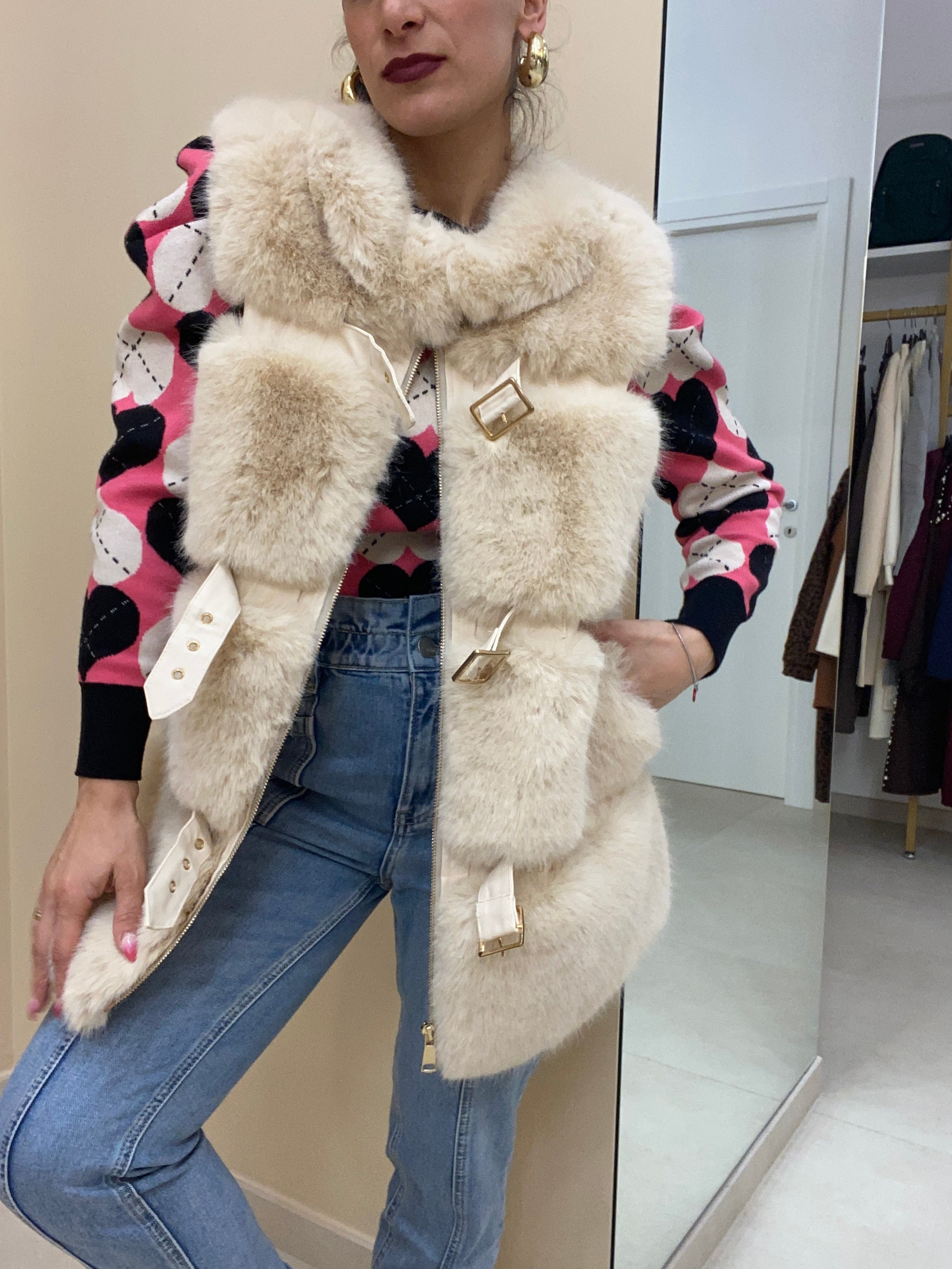 Eco pelliccia smanicata