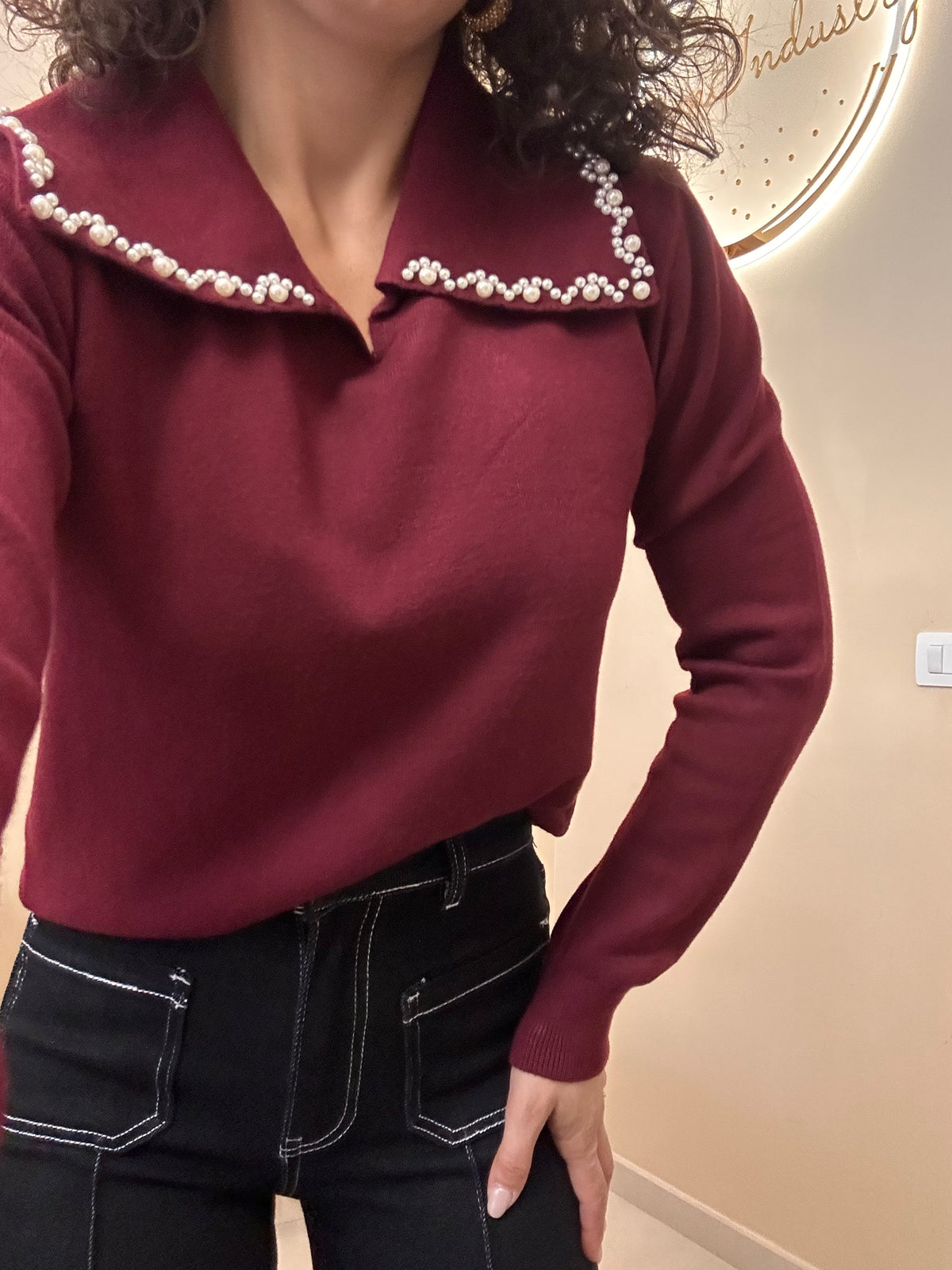 Pull maxi collo perline