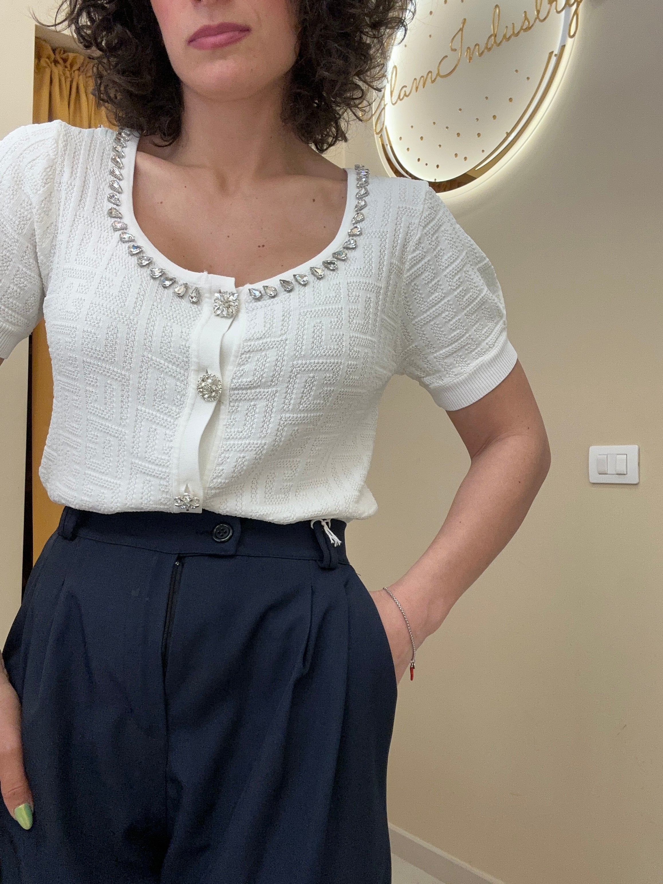 Cardigan/Maglia bottoni gioiello