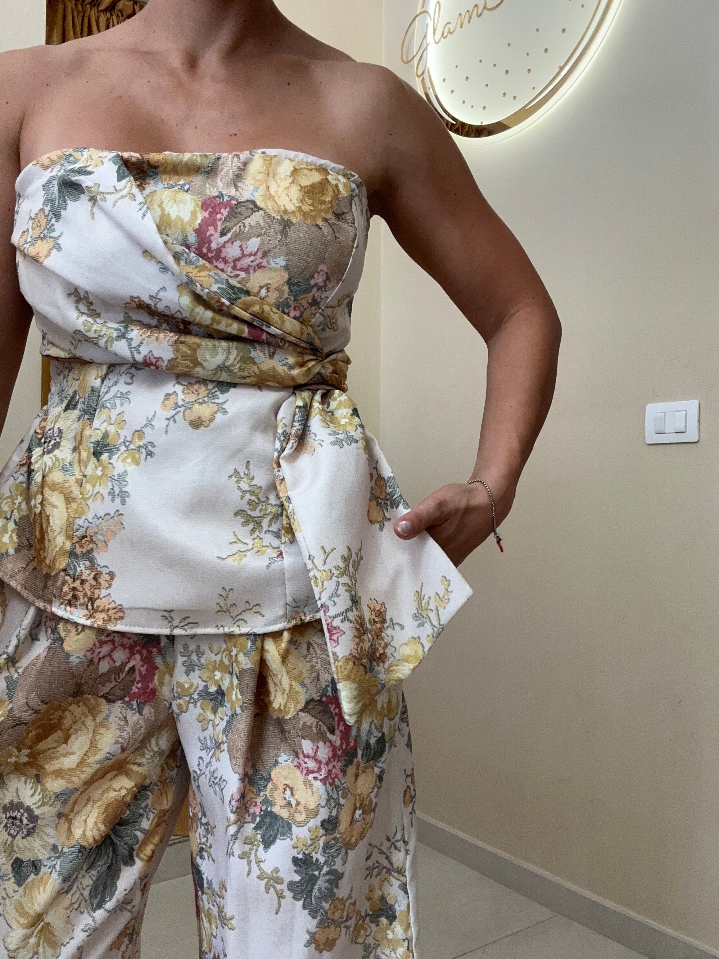 Coordinato fiori stampato