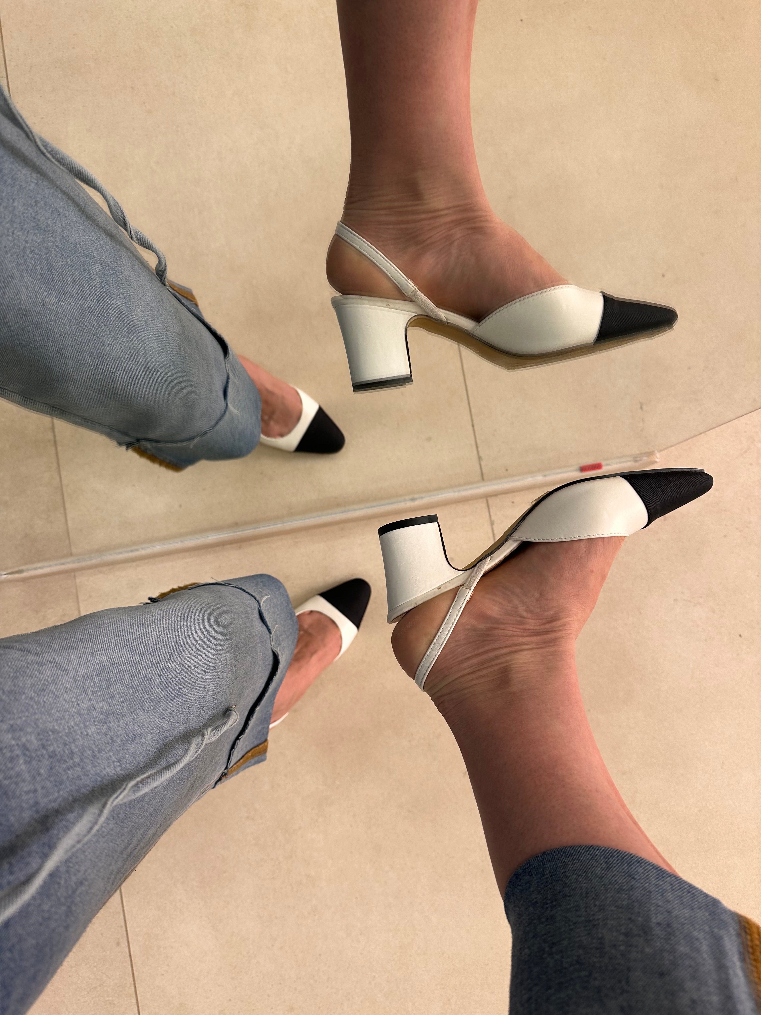 Slingback ecopelle bianca
