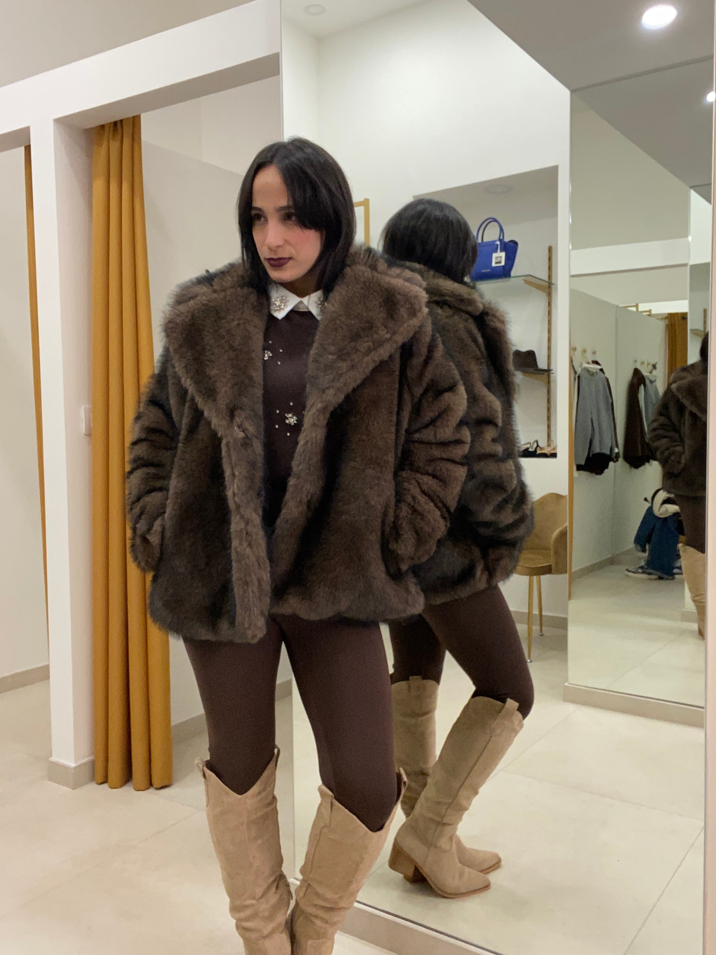 Eco pelliccia MARRONE donna delle nevi