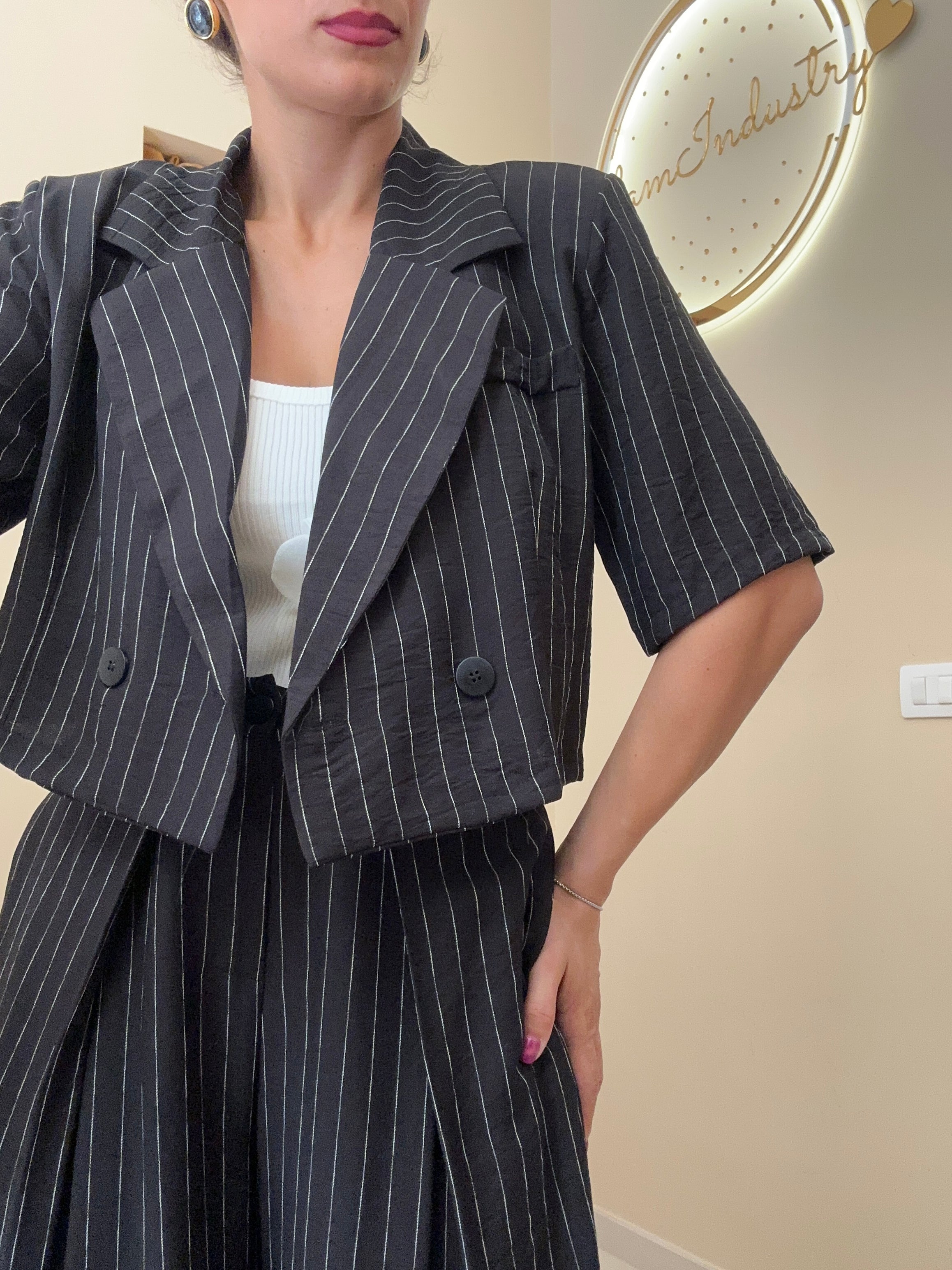 Tailleur gessato NERO