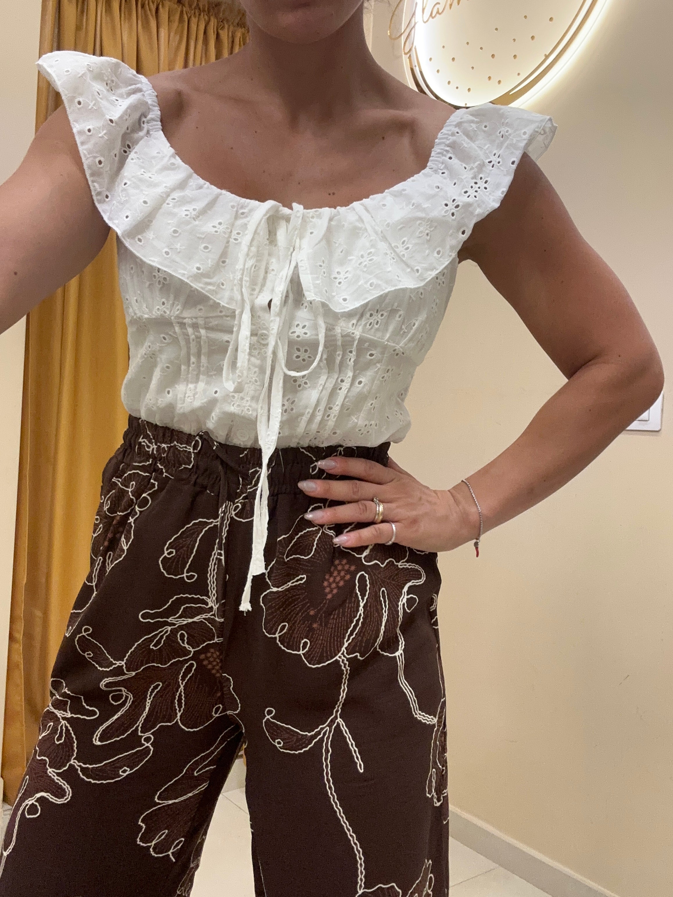 Camicia rouches in pizzo